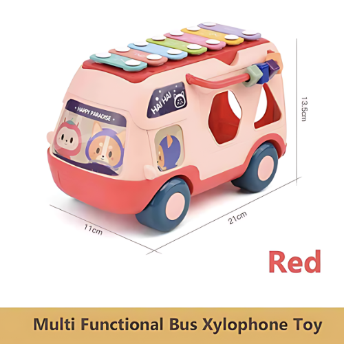 Music Xylophone Bus Toy – Educational Shape Sorting & Bead Blocks for Babies