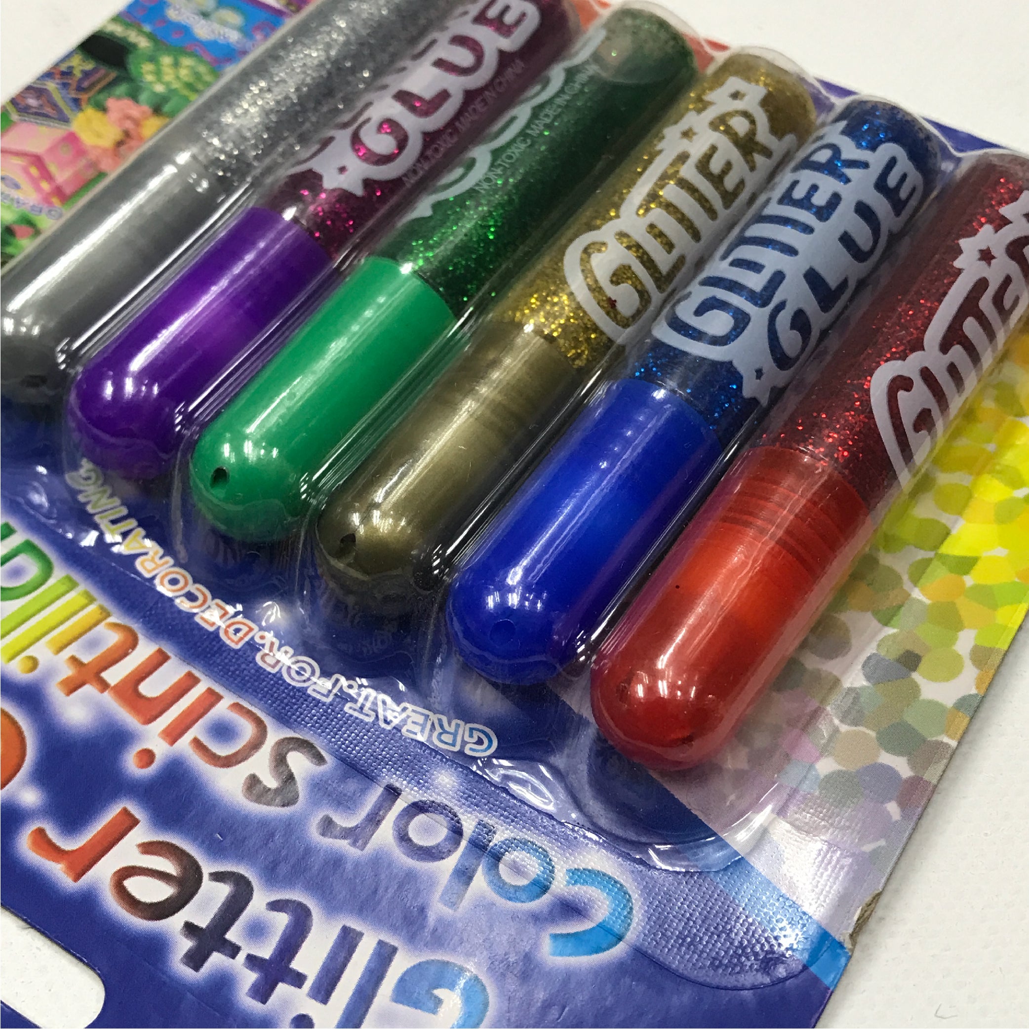 Set of 6 Glitter Glue Pens - Non-Toxic