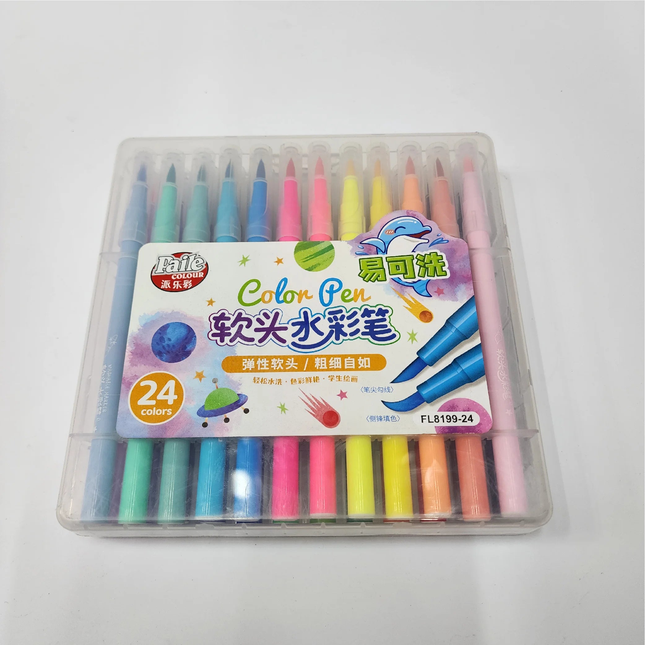 Colour Pen with Transparent Cap 24-Piece Set