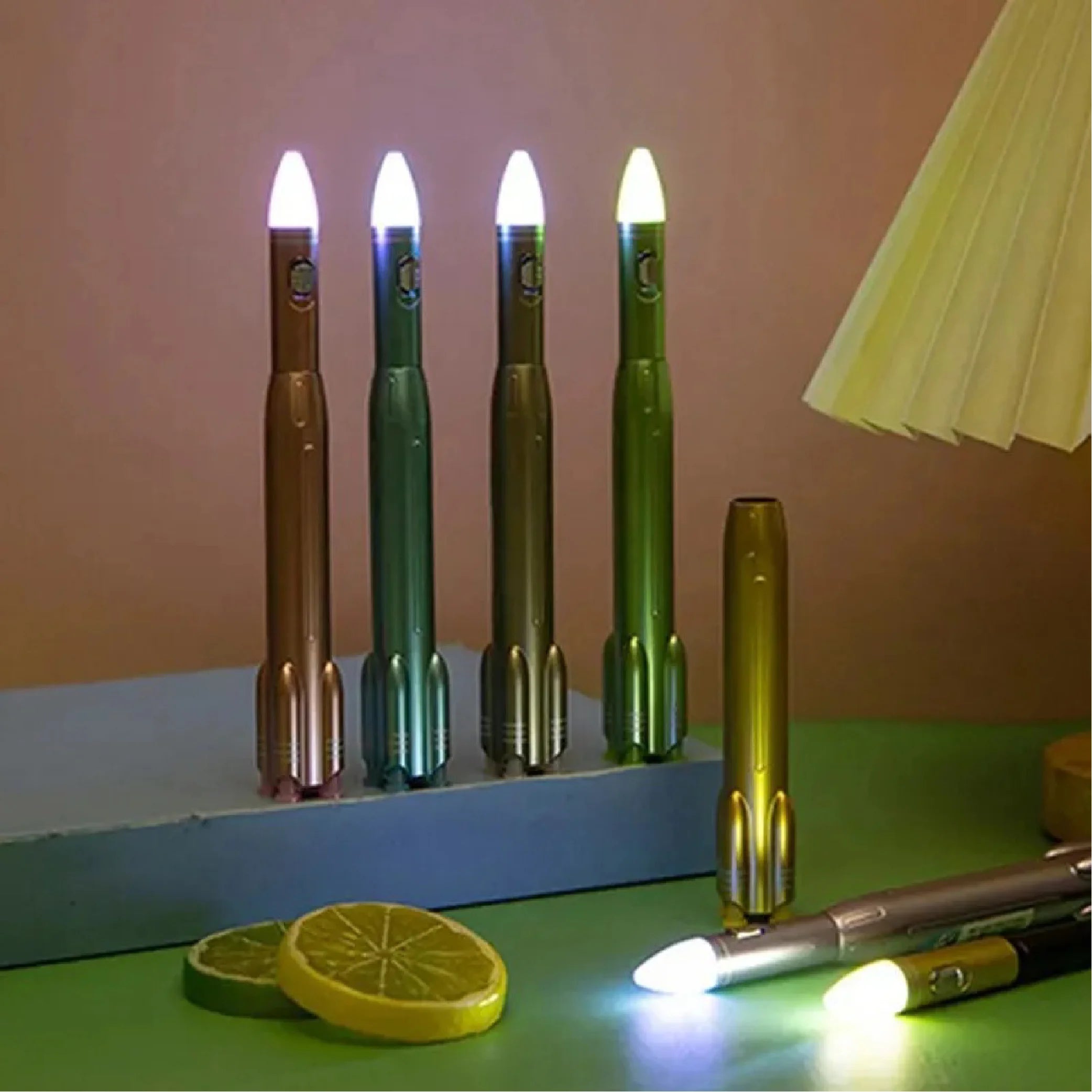 Creative Luminous Rocket Missile Shaped Pen with Lamp