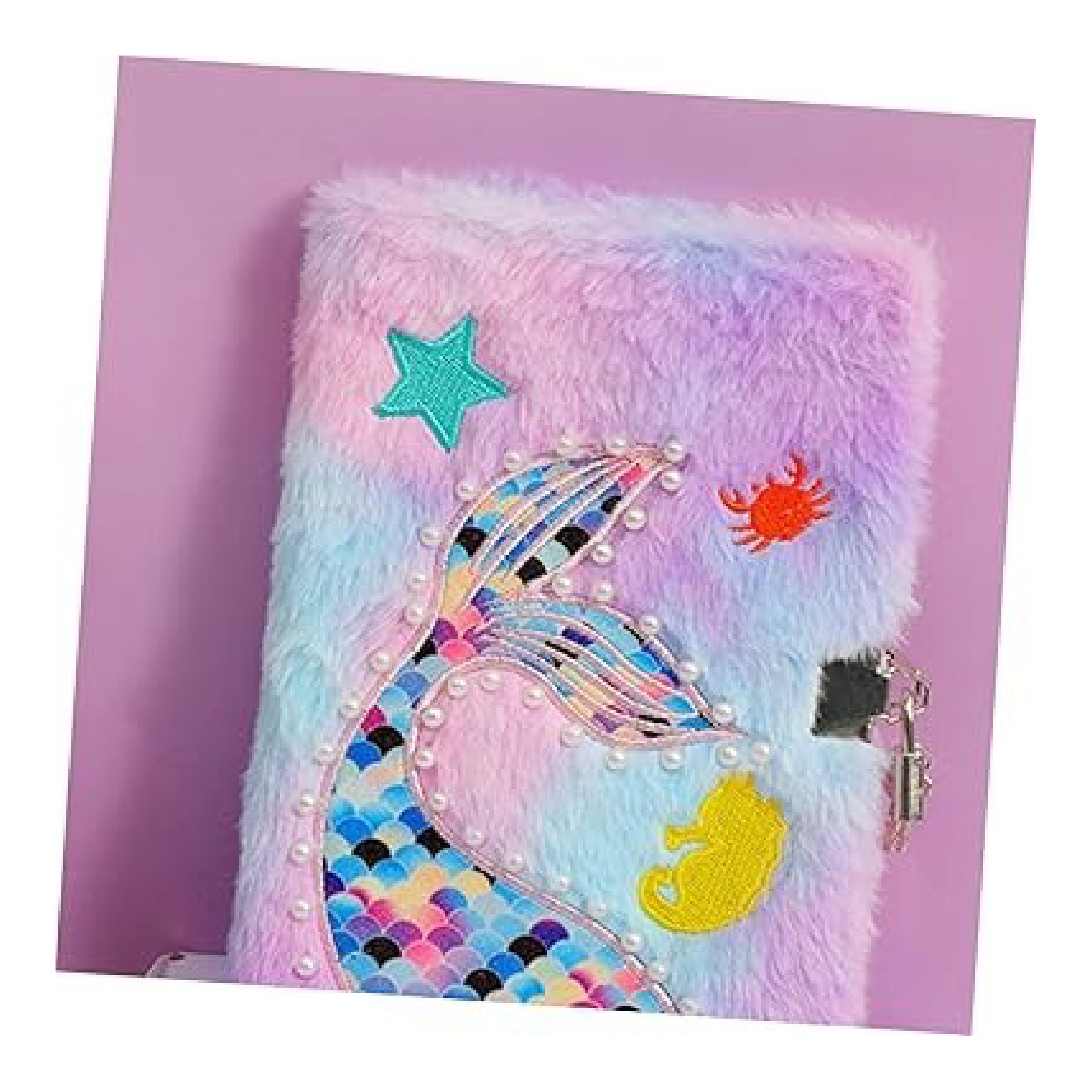 Fish Tail Plush Notebook - Cute & Fluffy Diary for Kids