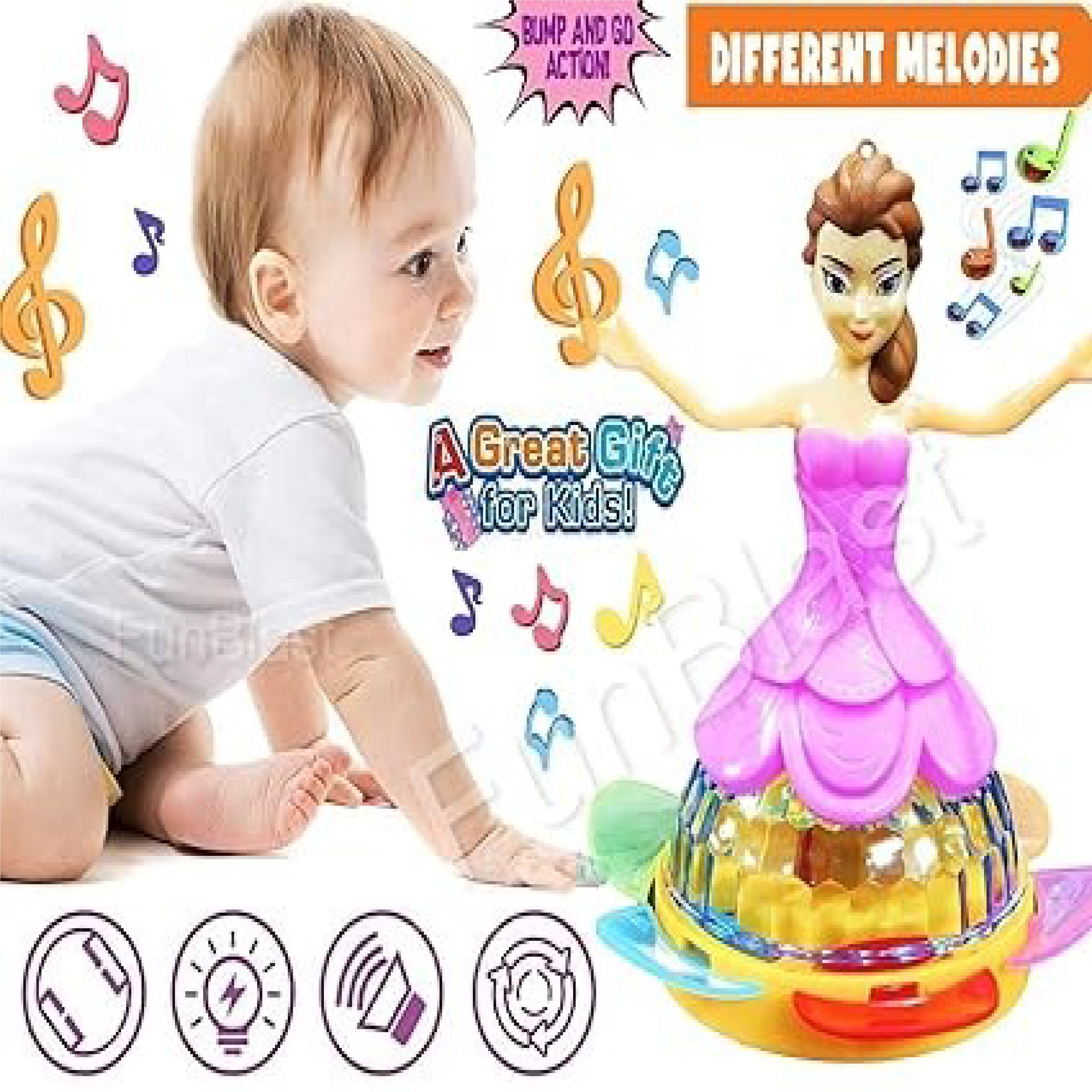 Princess Dancing Doll with 3D Lights & Sound - Musical Toy for Girls