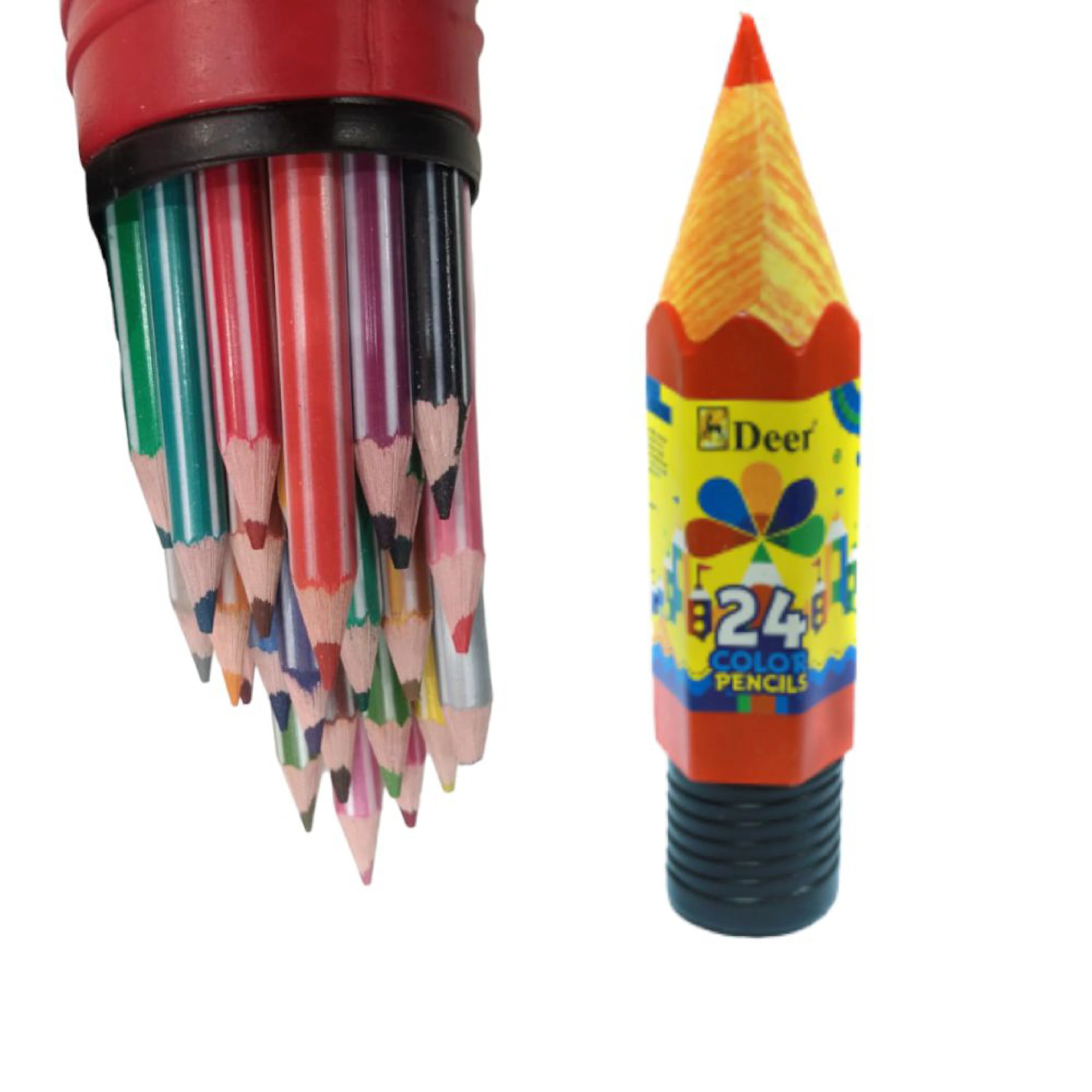 Deer 24 Large Color Pencils in Pencil-Shaped Jar