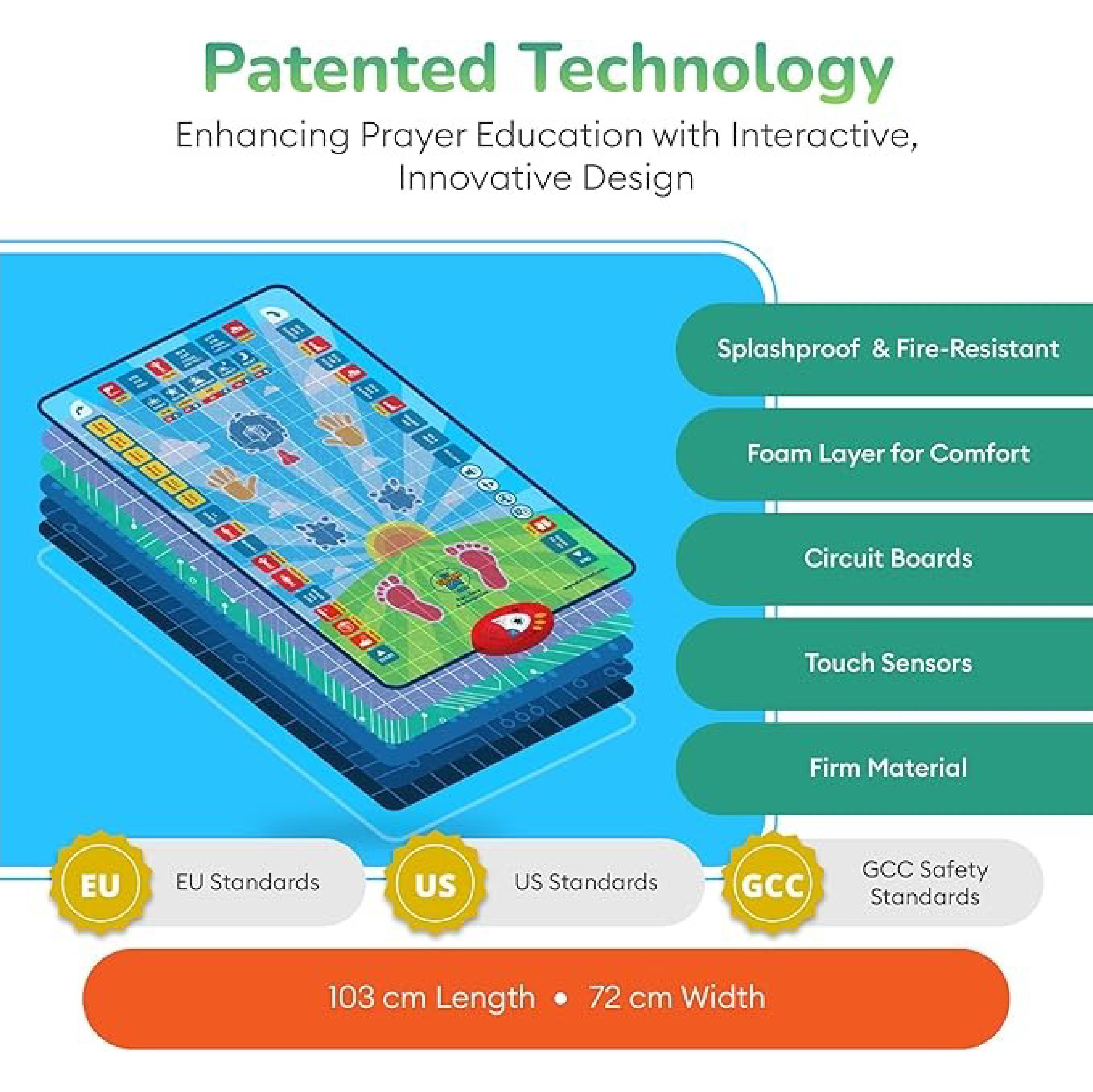 Digital Educational Prayer Mat GS 20932B: Interactive Salah Rug