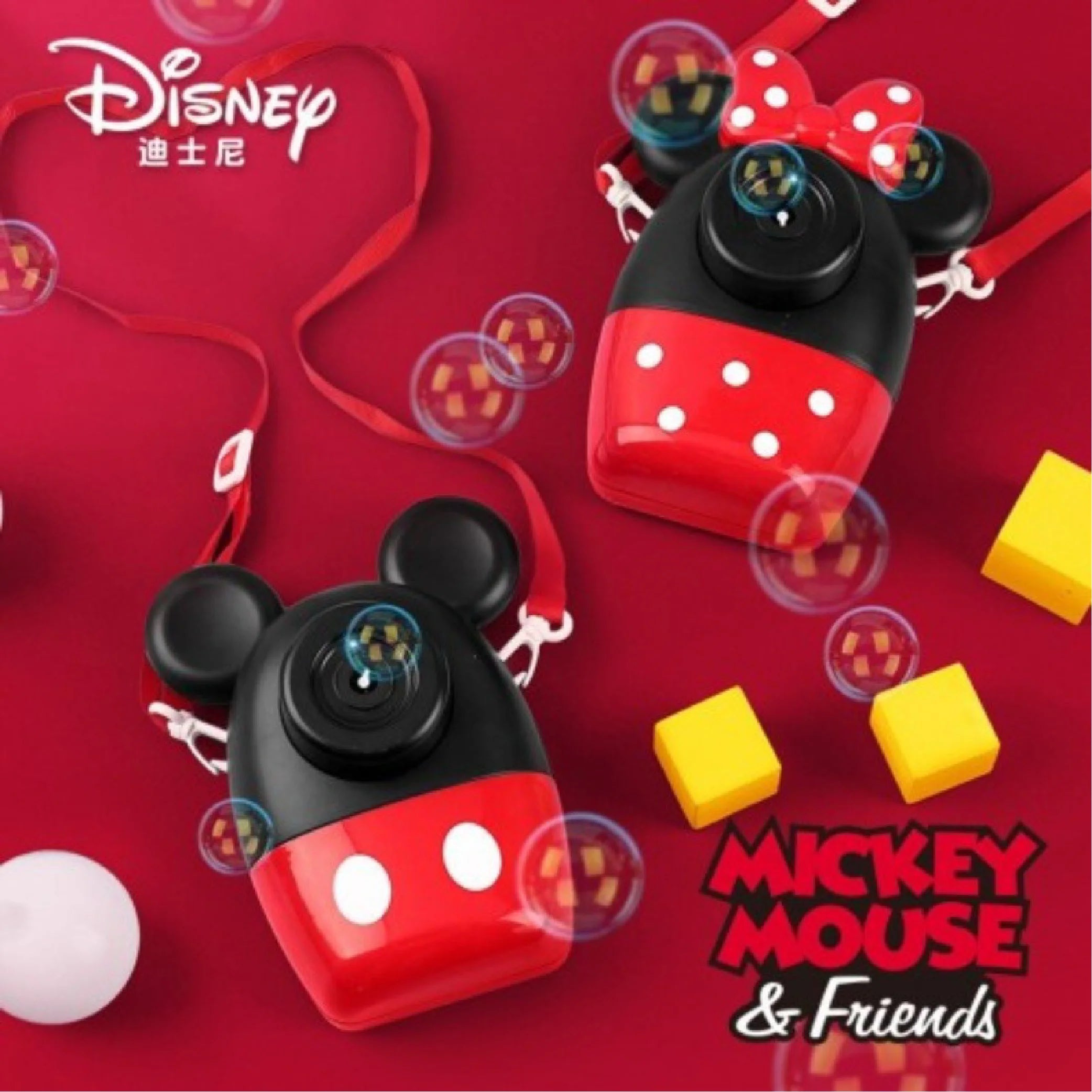 Disney Mickey Mouse Minnie Automatic Bubble Blowing Machine with Music & Lights
