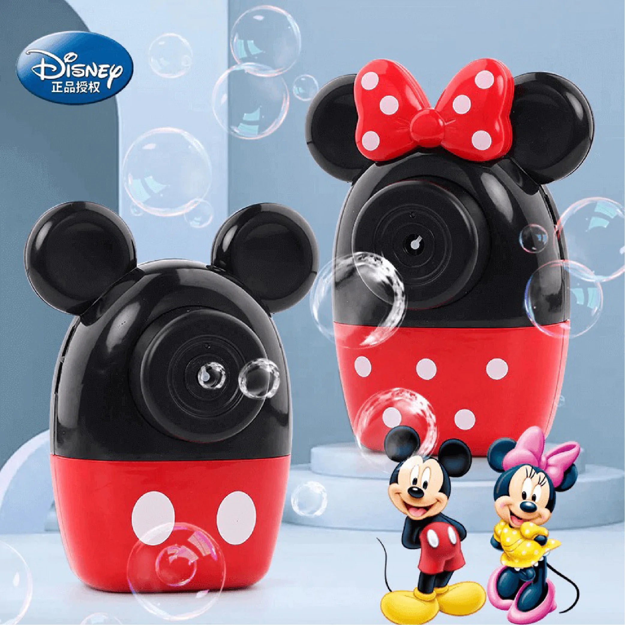 Disney Mickey Mouse Minnie Automatic Bubble Blowing Machine with Music & Lights