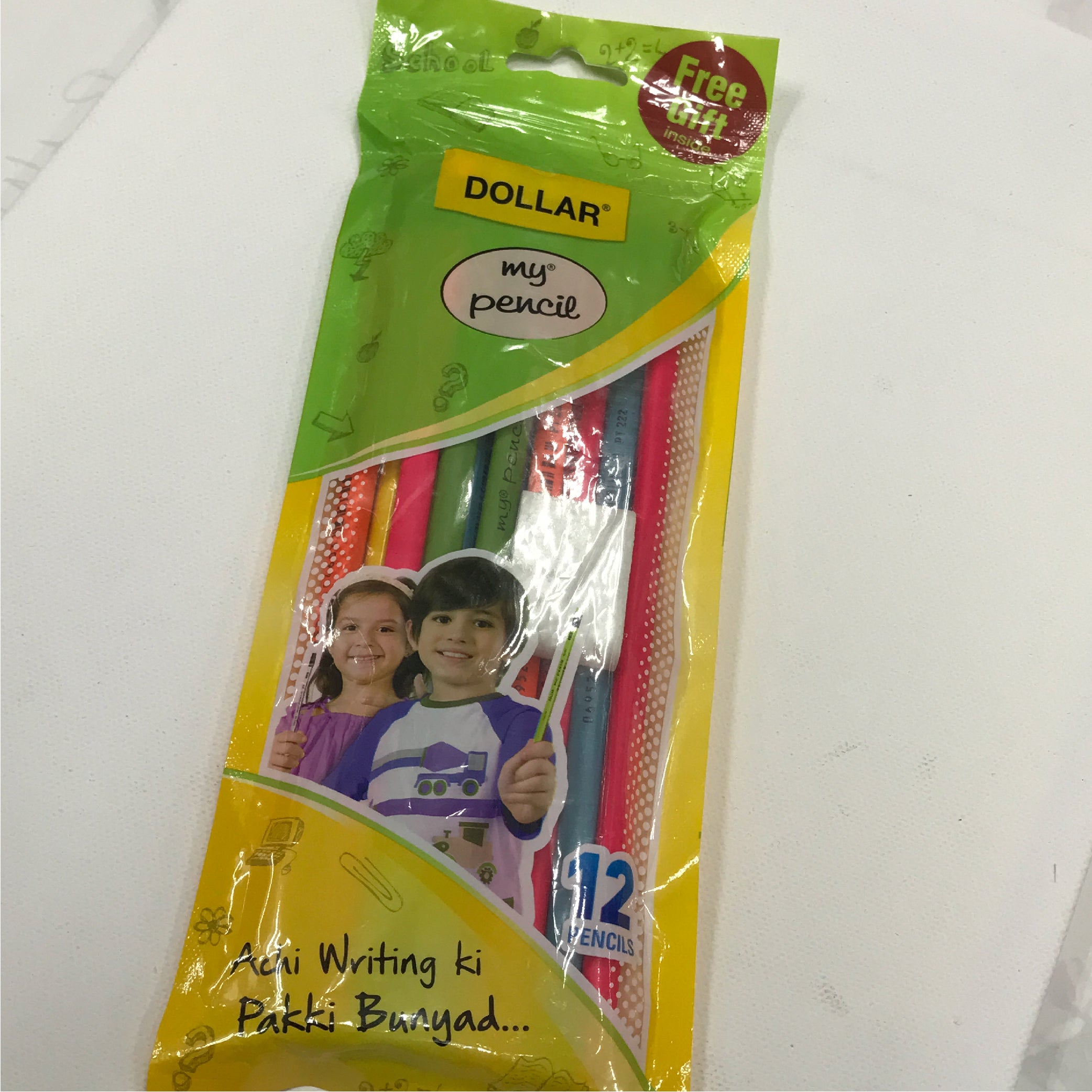 Dollar My Pencil - 12 Pack, Colorful School Pencils with Free Eraser Gift