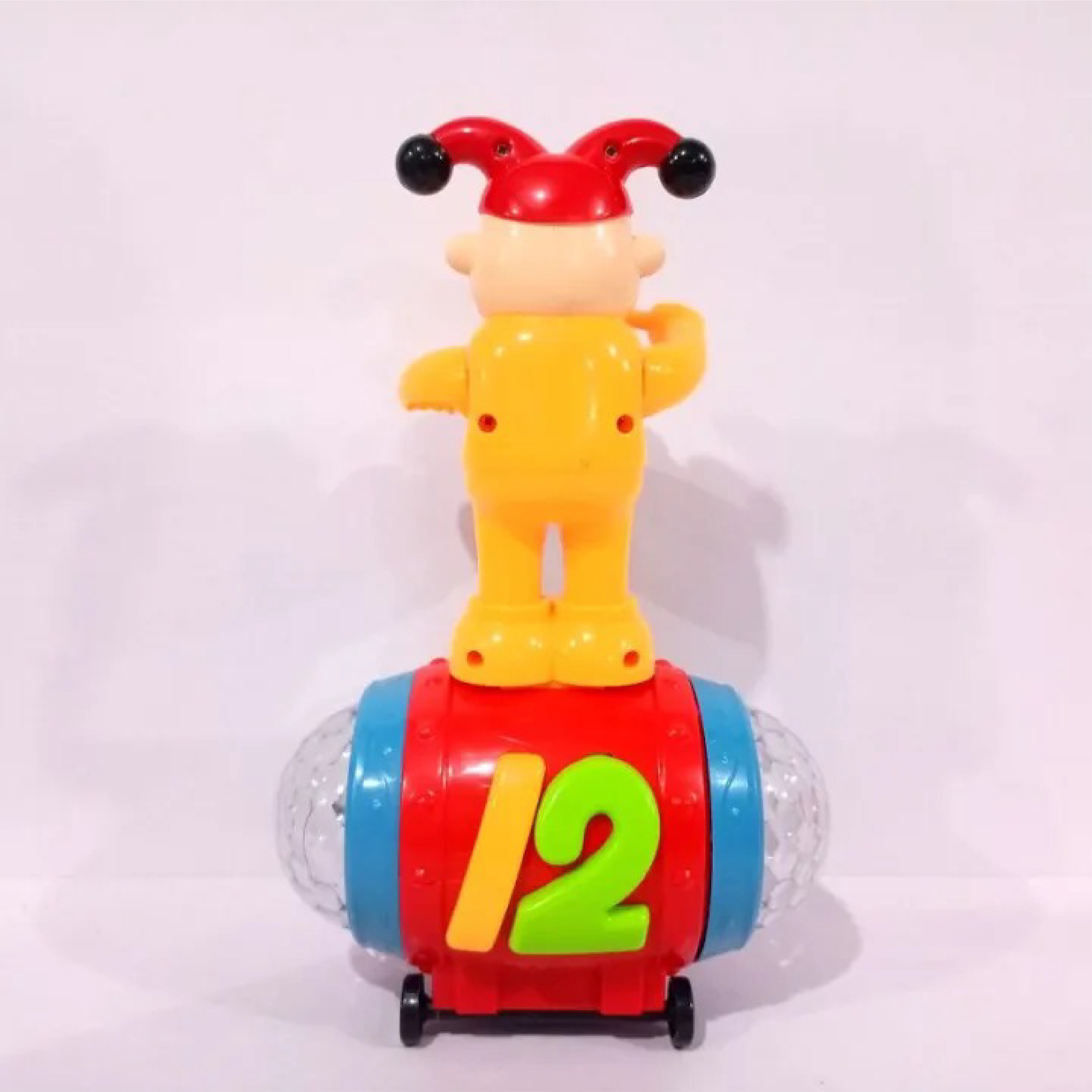 Happy Colorful Drum Clown Toy Car – Musical Drum with LED Lights and Movement