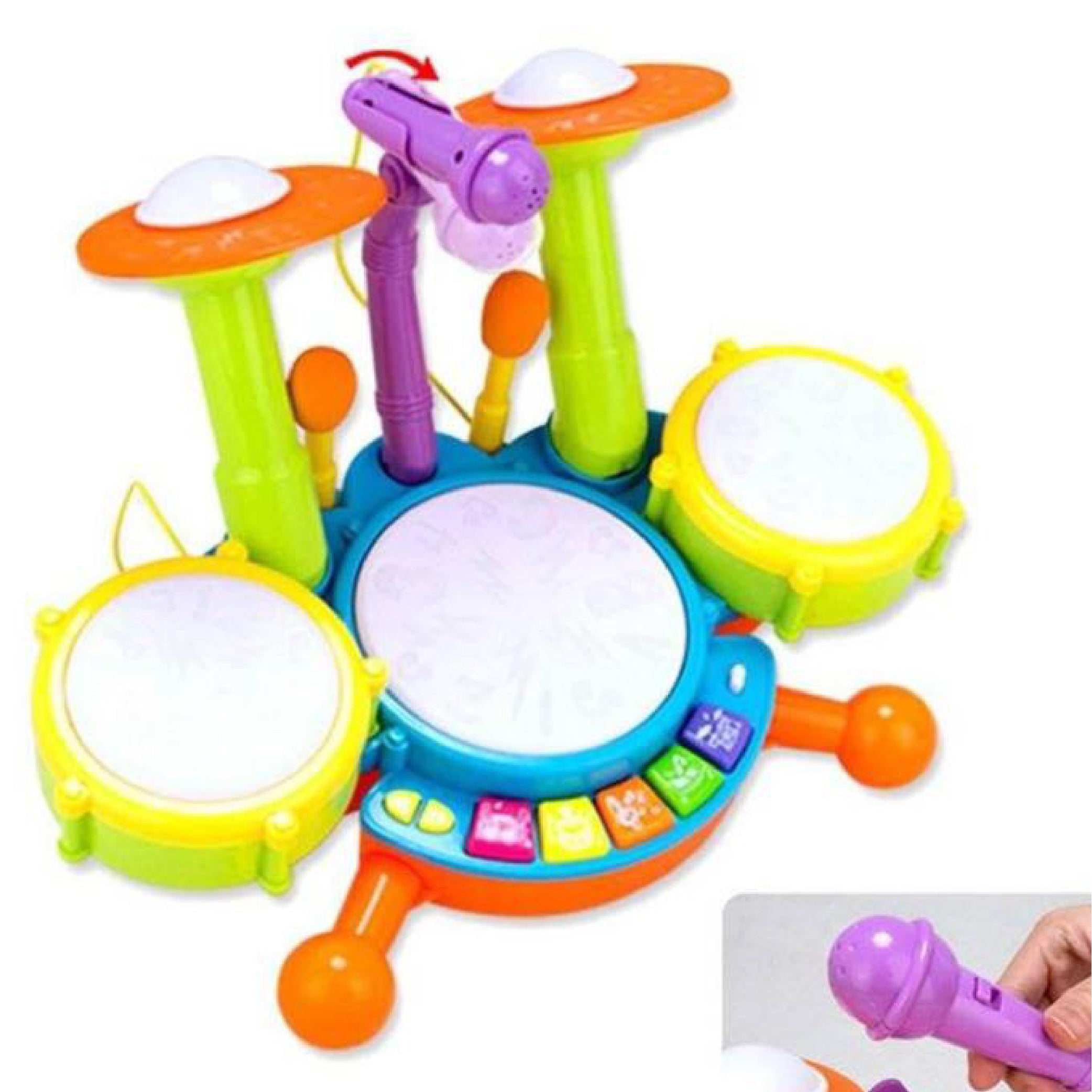 Kids Drum Set Toy with Microphone and Sound Effects