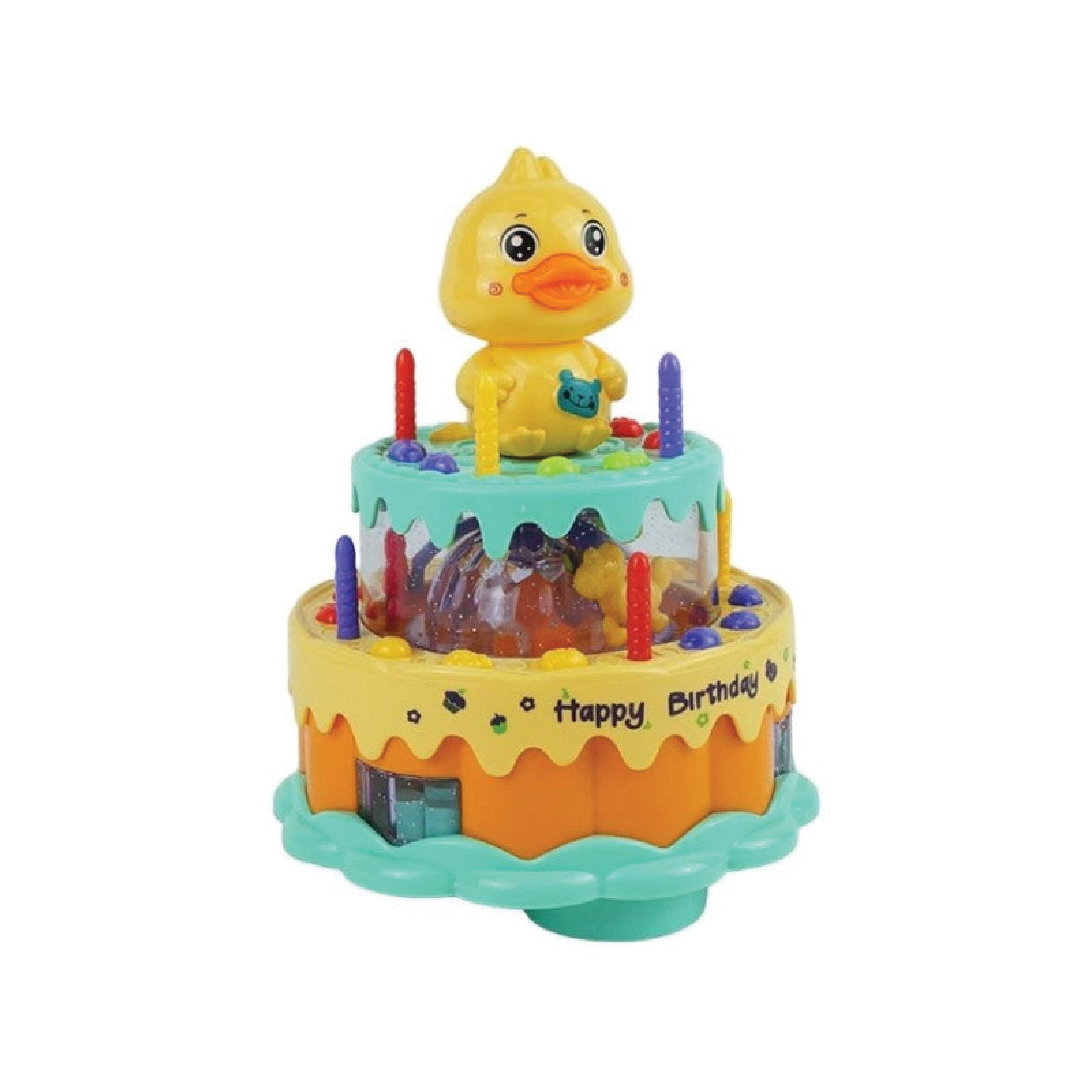 Duck Rotation Music Cake Toy with LED Lights & Spinning Feature – Ideal for Kids' Birthdays