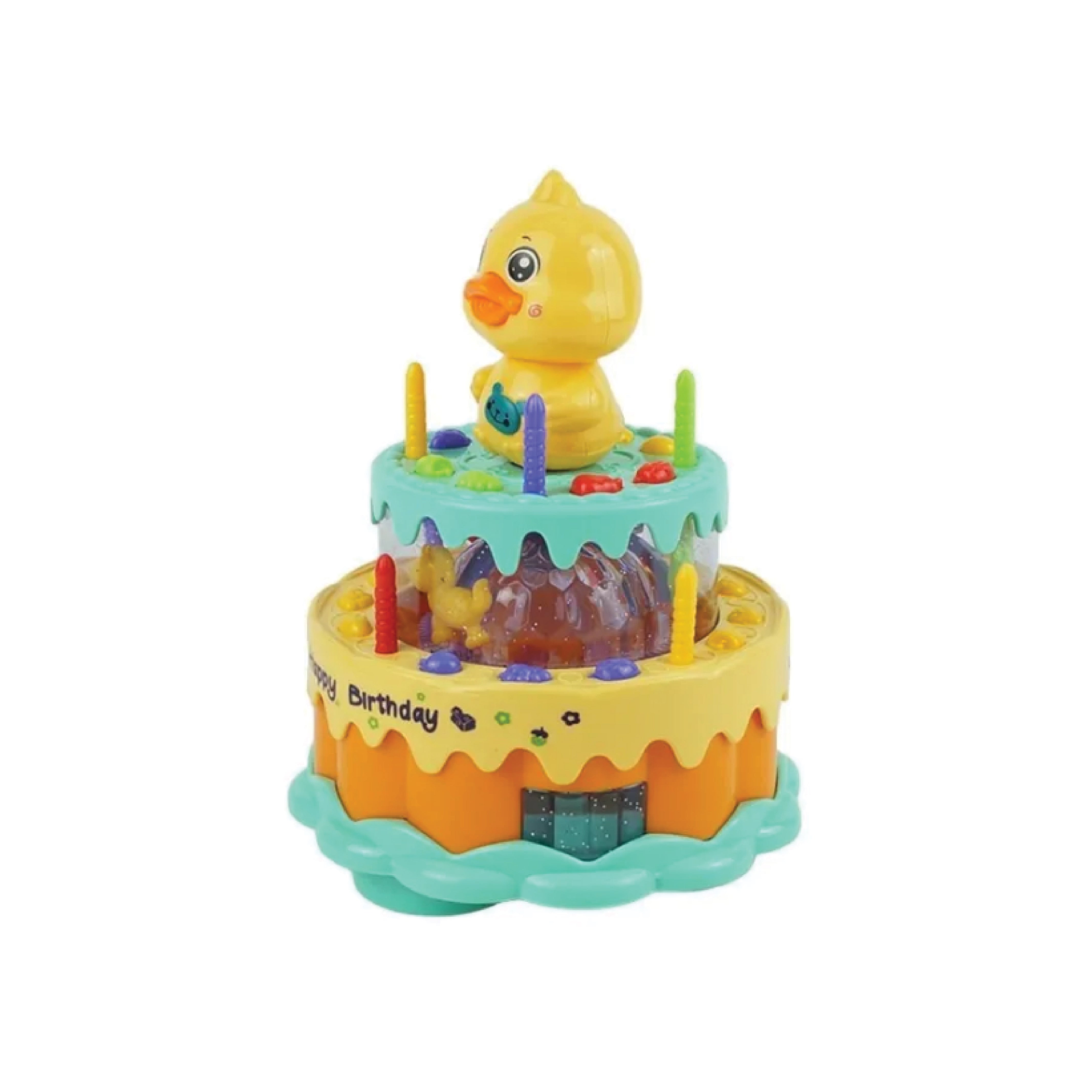 Duck Rotation Music Cake Toy with LED Lights & Spinning Feature – Ideal for Kids' Birthdays