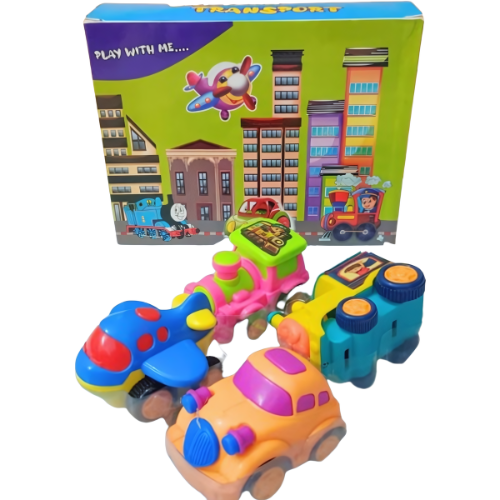 Adorable 4-Piece Cartoon Car Set