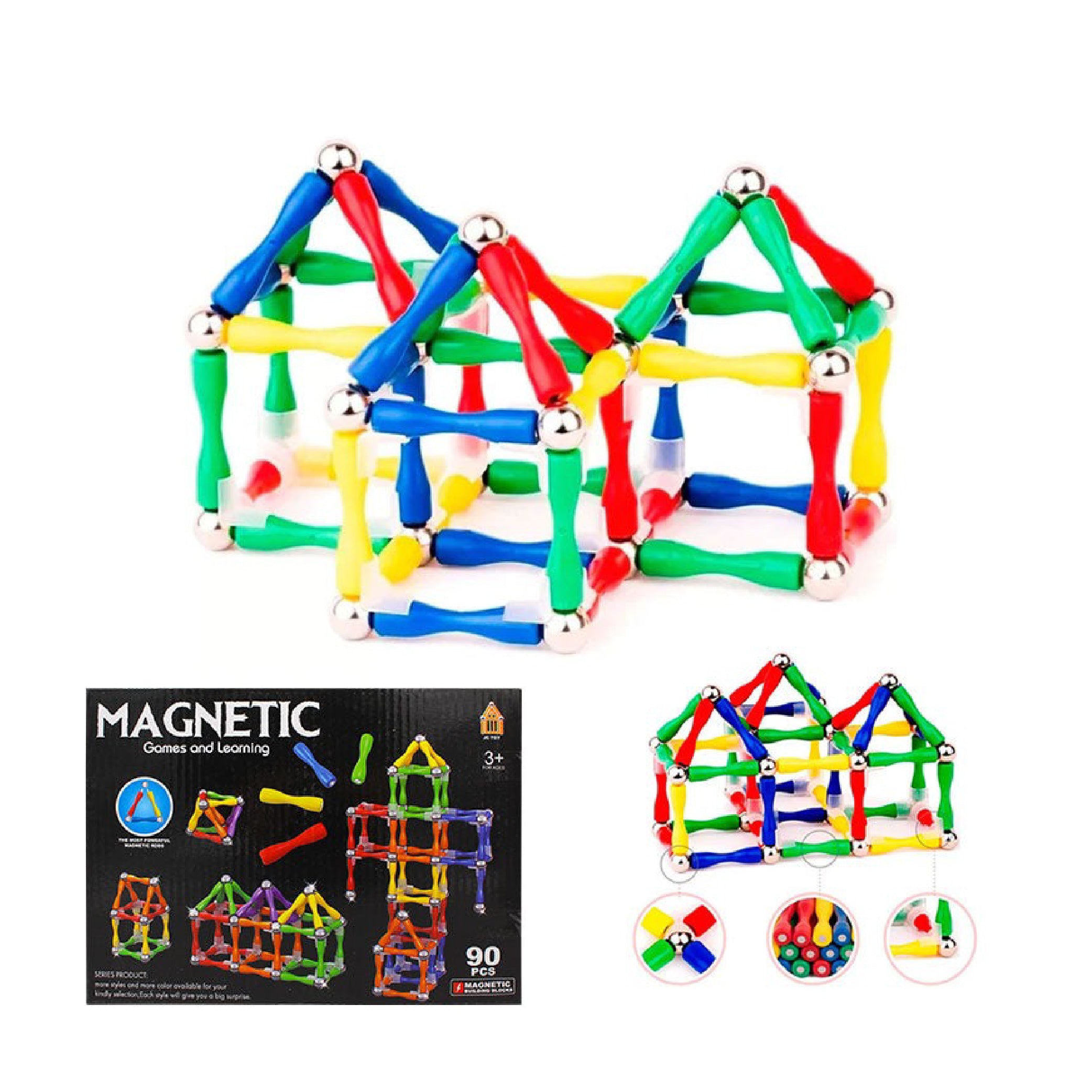 Magnetic Building Sticks Set – 90-Piece Educational Construction Kit for Kids