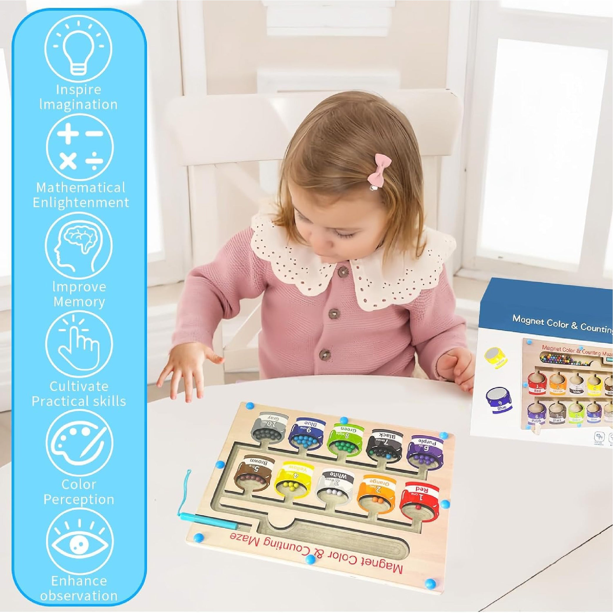 Magnetic Color & Counting Maze Board – Educational Learning Toy for Toddlers