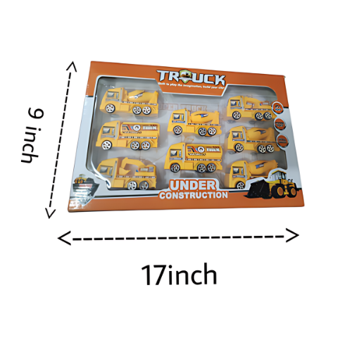 Pack of 8 Construction Toy Trucks for Kids – High-Quality DieCast Vehicles