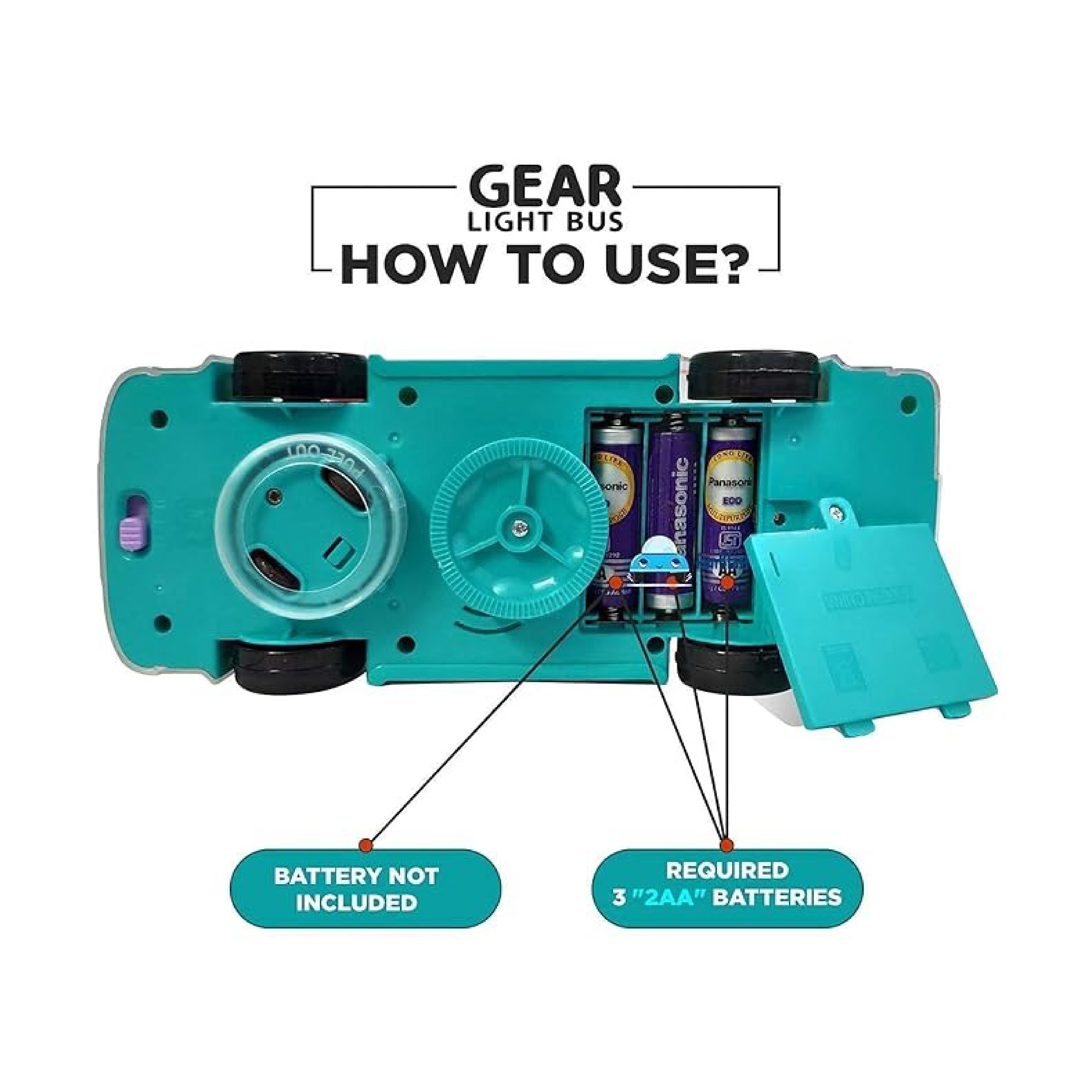 Gear Light Bus with Electric Function, Music, and Mechanical Gears