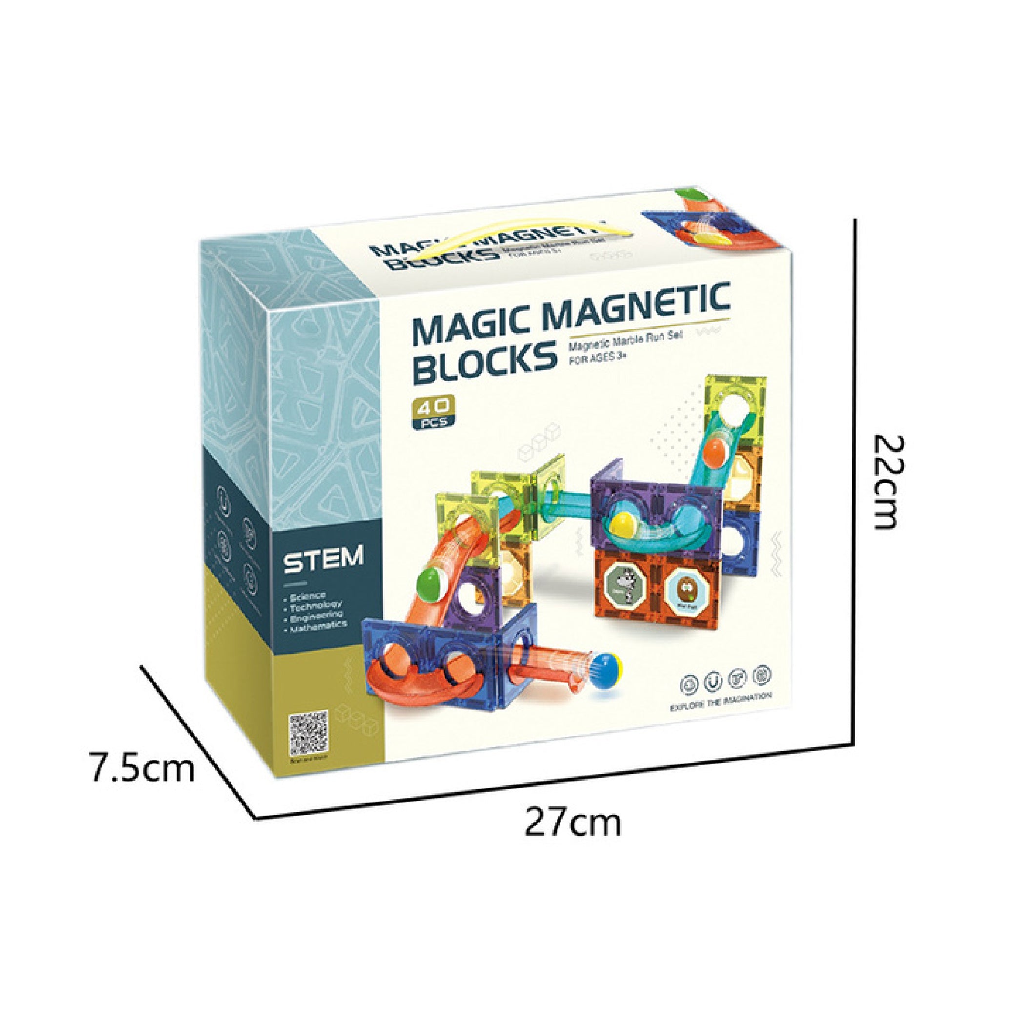 Engaging 40-Piece Magnetic Marble Run Block Set – STEM Educational Toy for Creative Building Fun