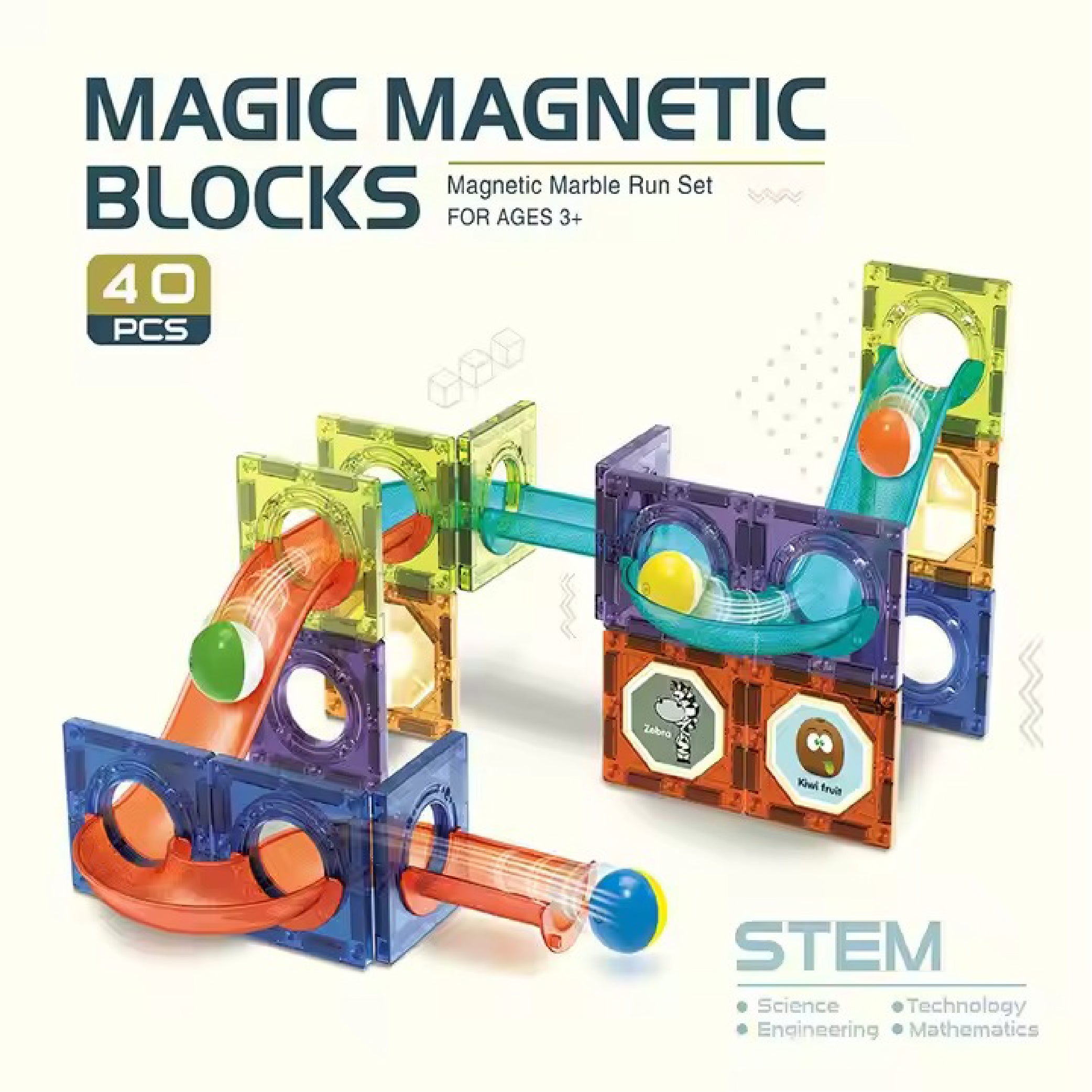 Engaging 40-Piece Magnetic Marble Run Block Set – STEM Educational Toy for Creative Building Fun