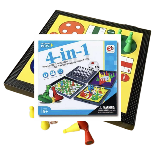 4-in-1 Family Fun Board Game - Strategy Games for All Ages