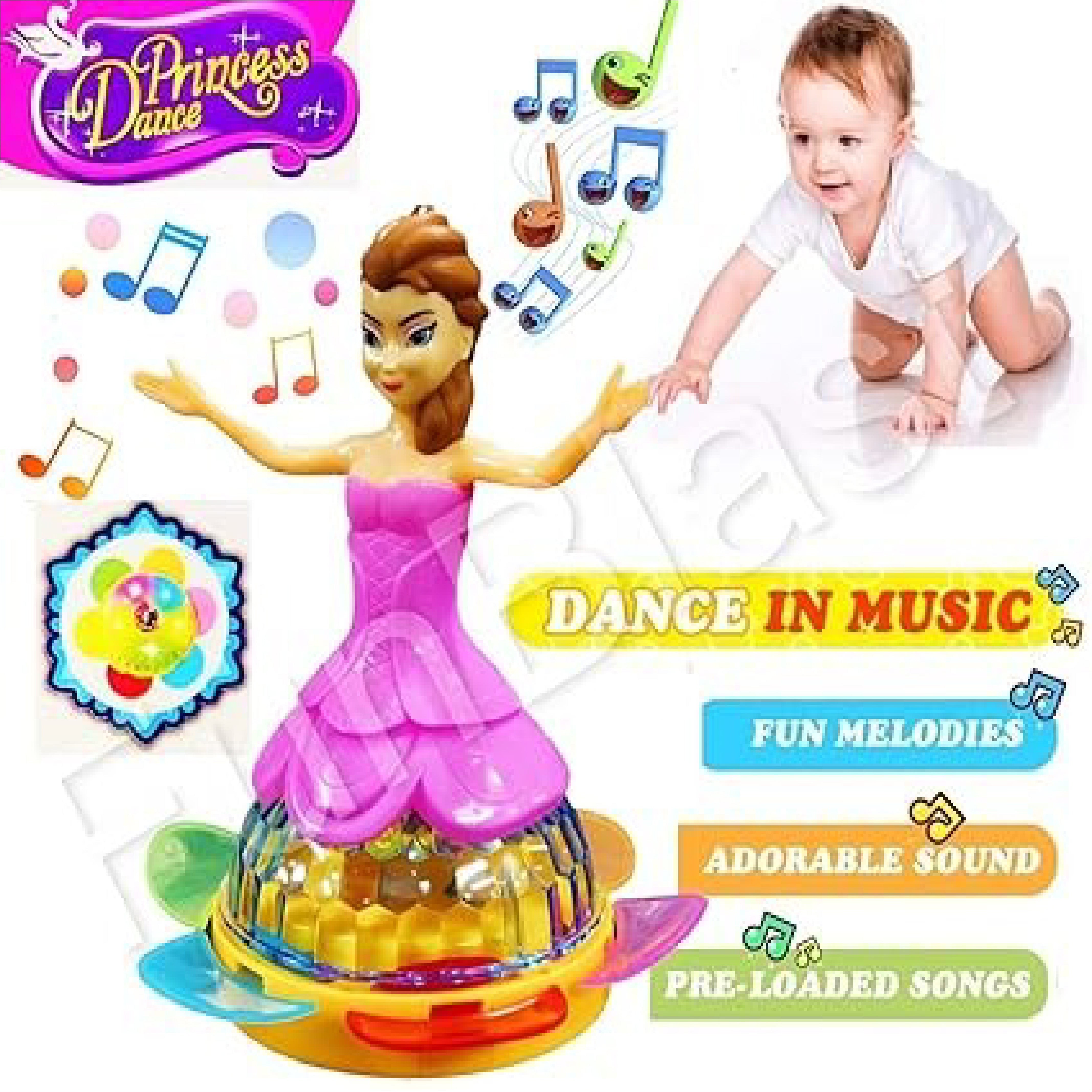 Princess Dancing Doll with 3D Lights & Sound - Musical Toy for Girls