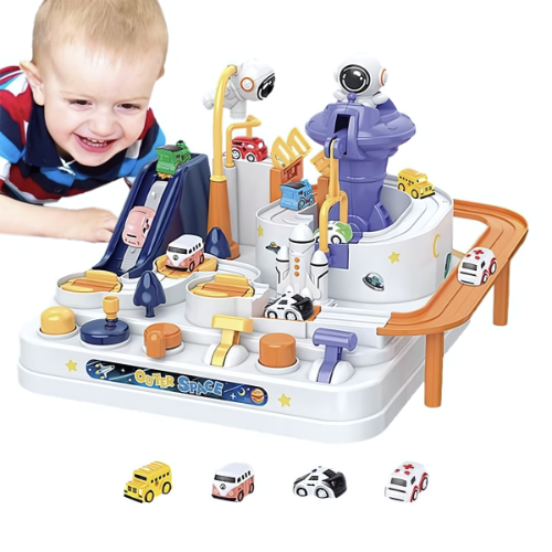 Space Adventure Track Toy – Battery-Free Fun with 2 Vehicles