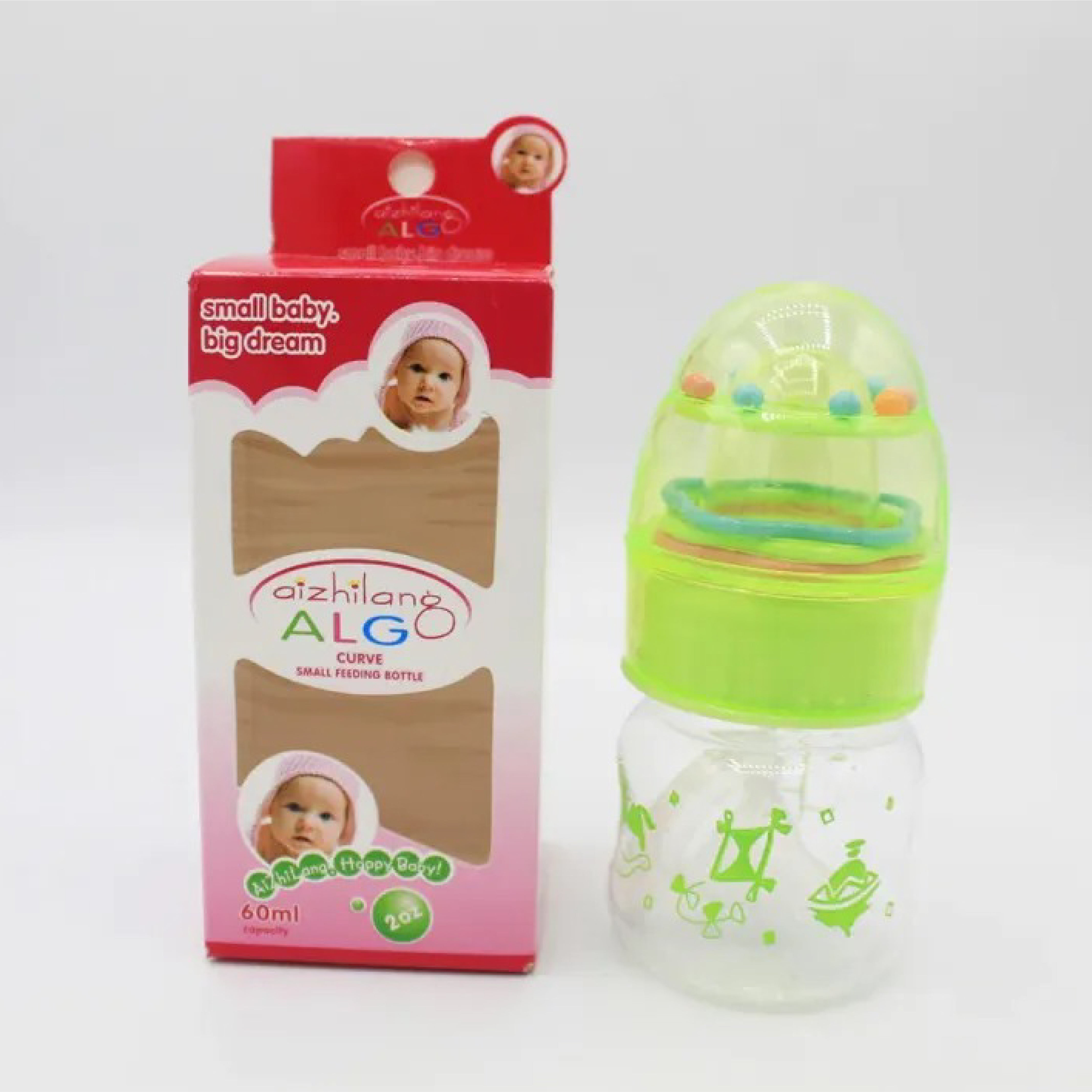 Feeder Algo 60ml Baby Feeding Bottle - Imported Plastic with Fancy Cap