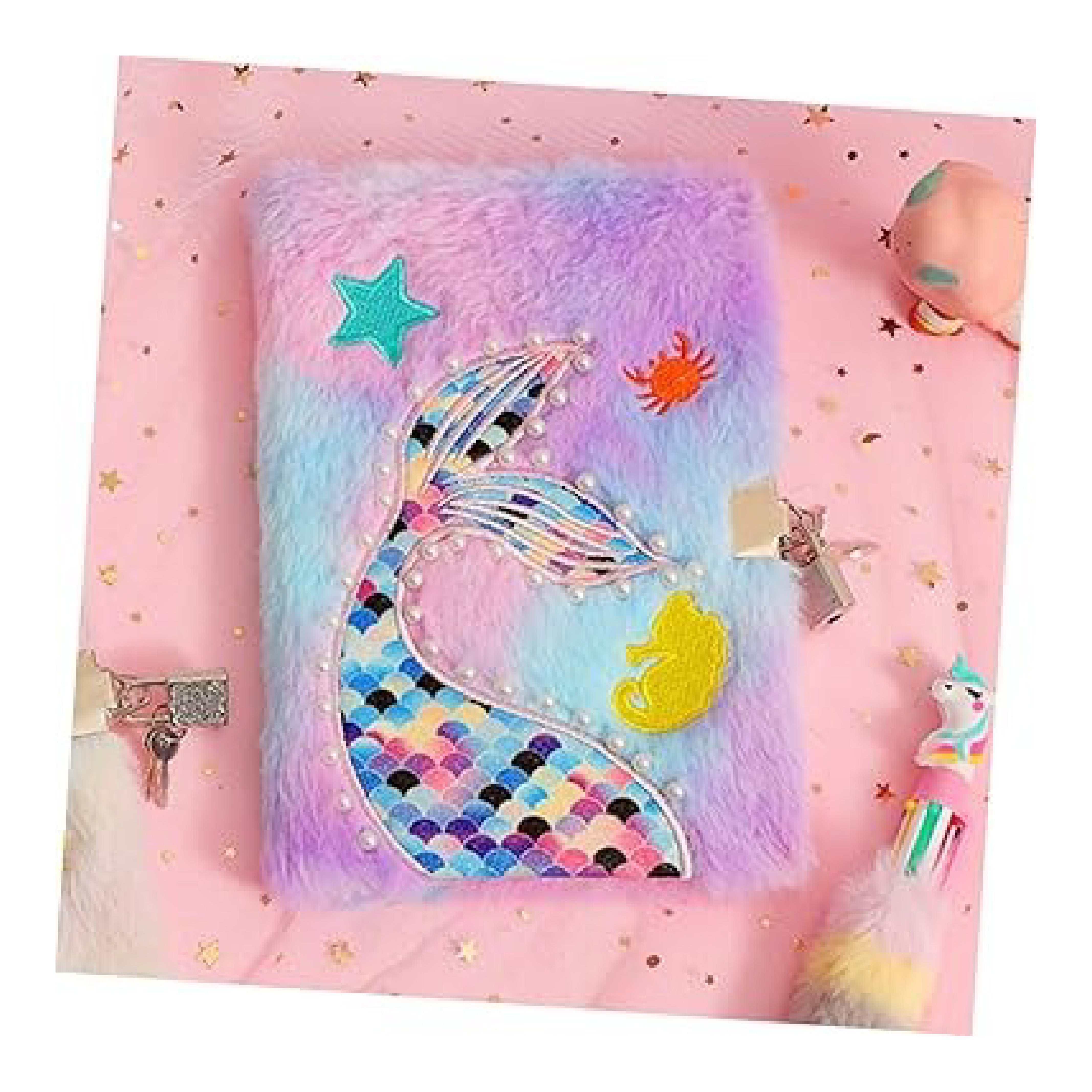 Fish Tail Plush Notebook - Cute & Fluffy Diary for Kids