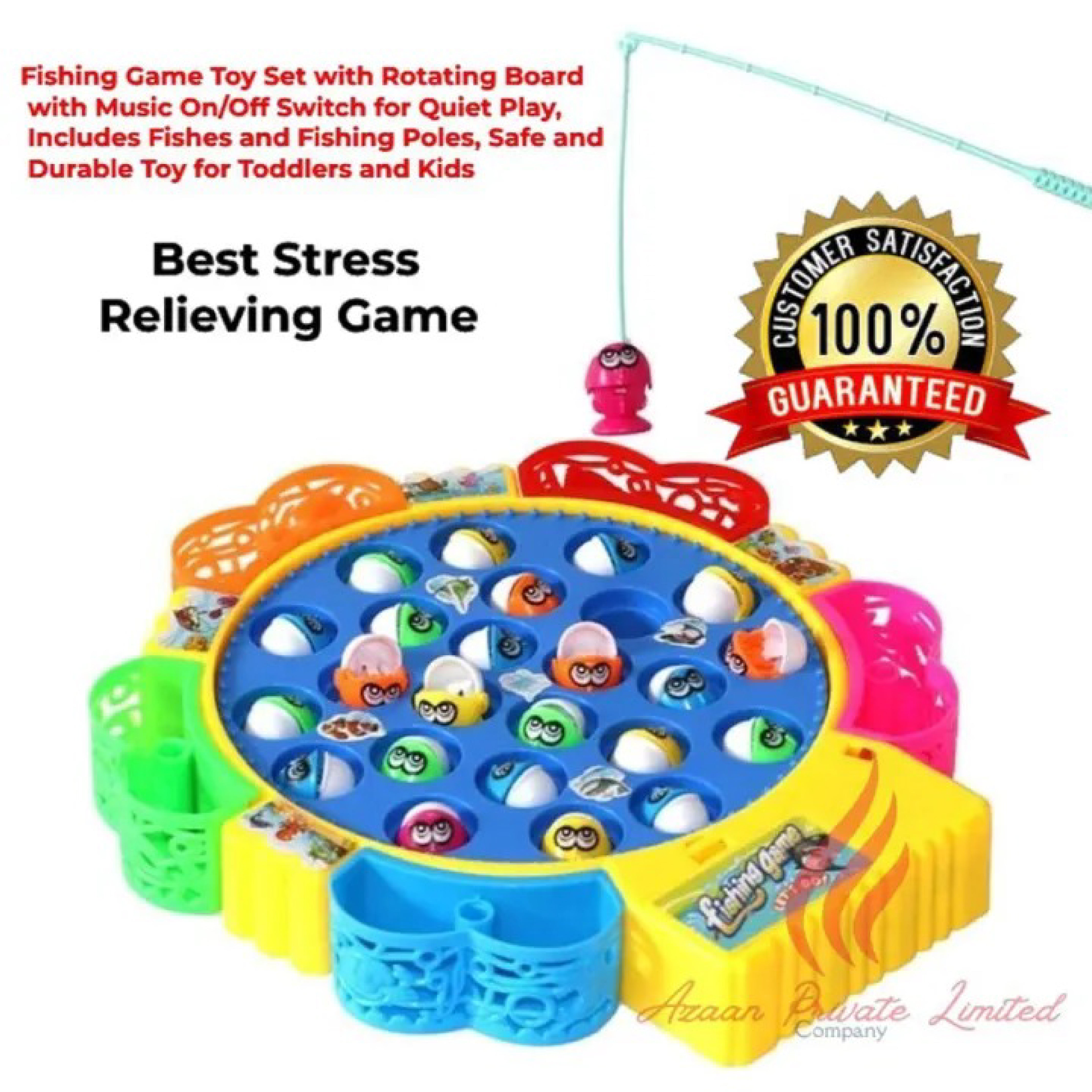 Fishing Game Toy Set with Rotating Board - Interactive Game with Music and Quiet Mode