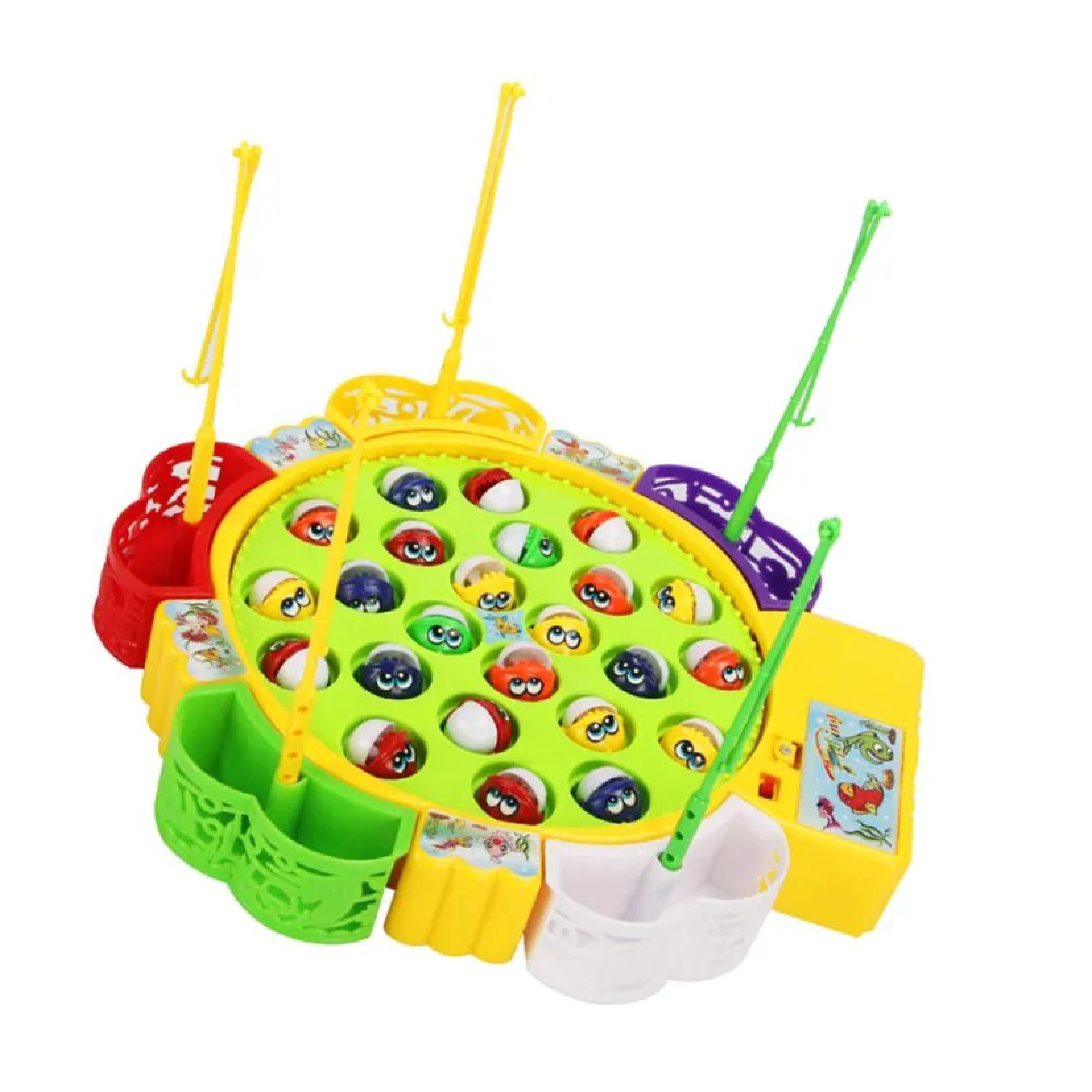 Fishing Game Toy Set with Rotating Board - Interactive Game with Music and Quiet Mode