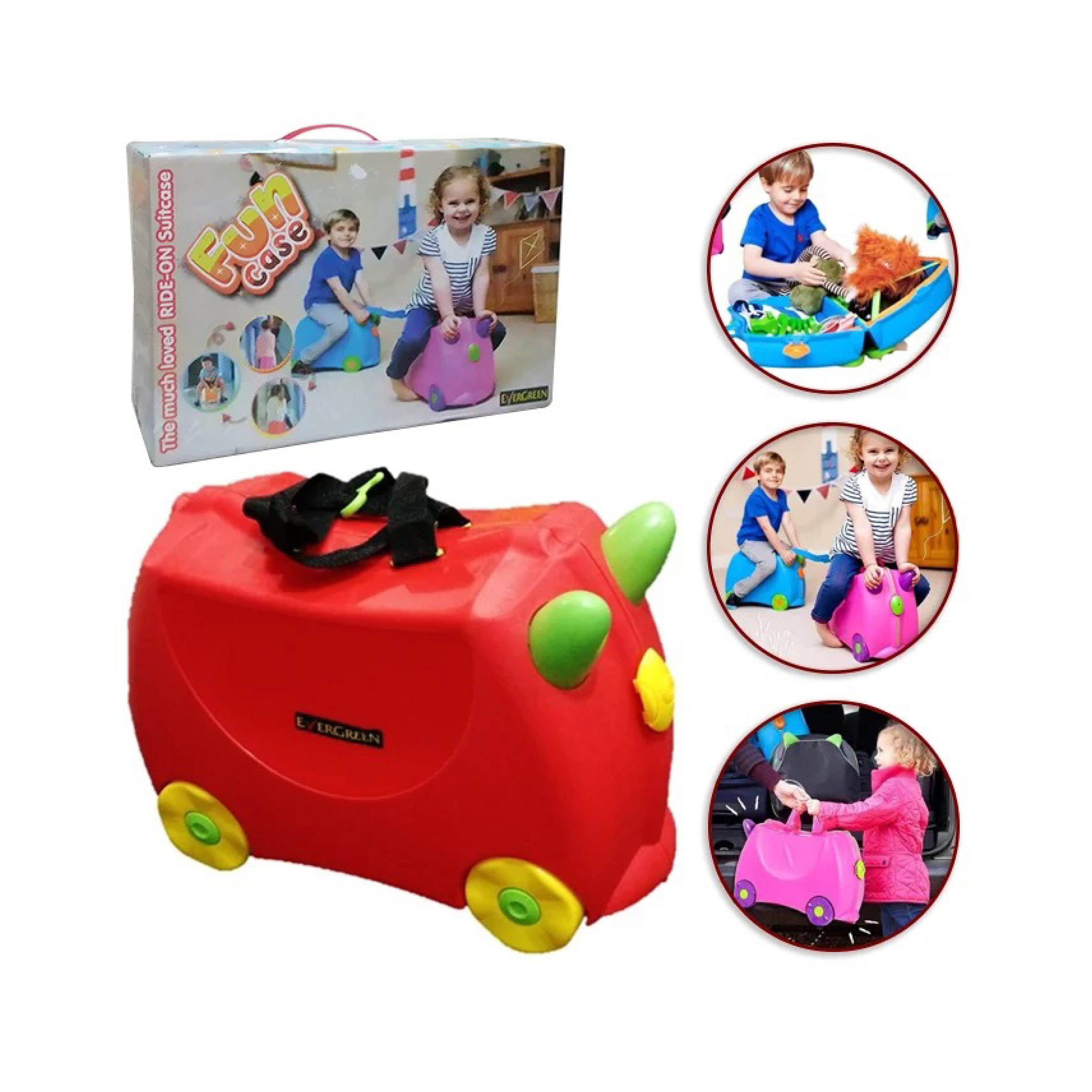 Fun Case Baby Bag - Multi-Functional Kids Rolling Luggage & Ride-On Suitcase