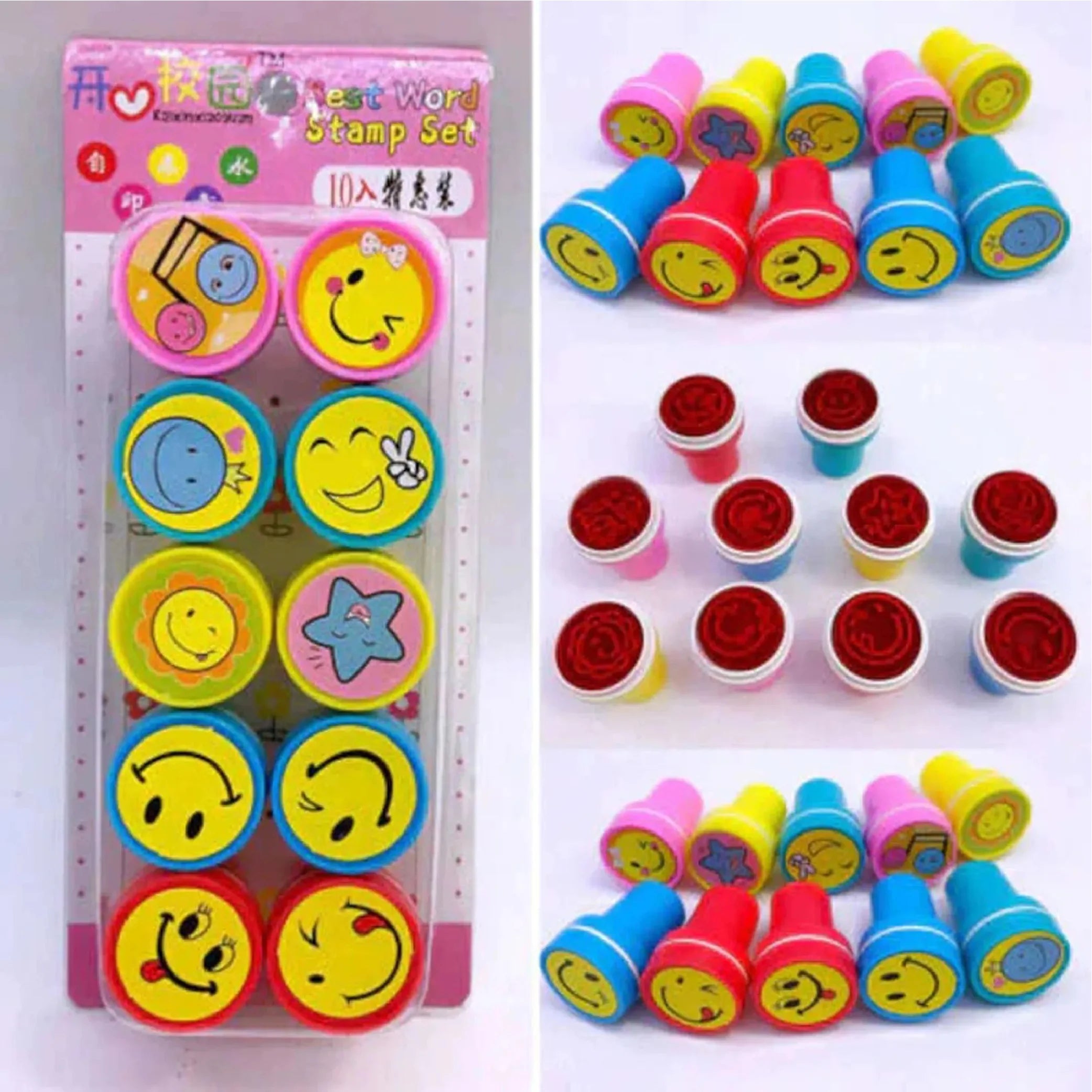 Cartoon Smiling Face Self-Ink Appreciation Stamps – Fun Rewards for Kids!