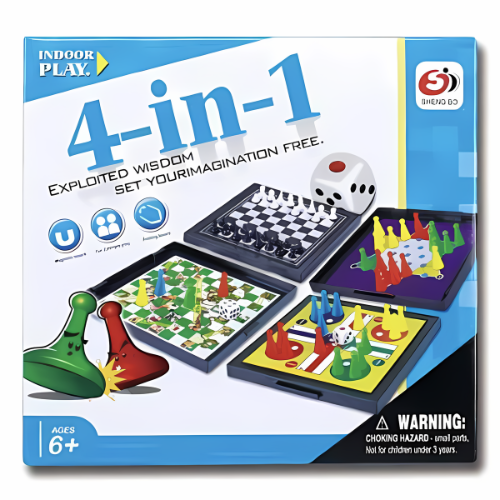 4-in-1 Family Fun Board Game - Strategy Games for All Ages