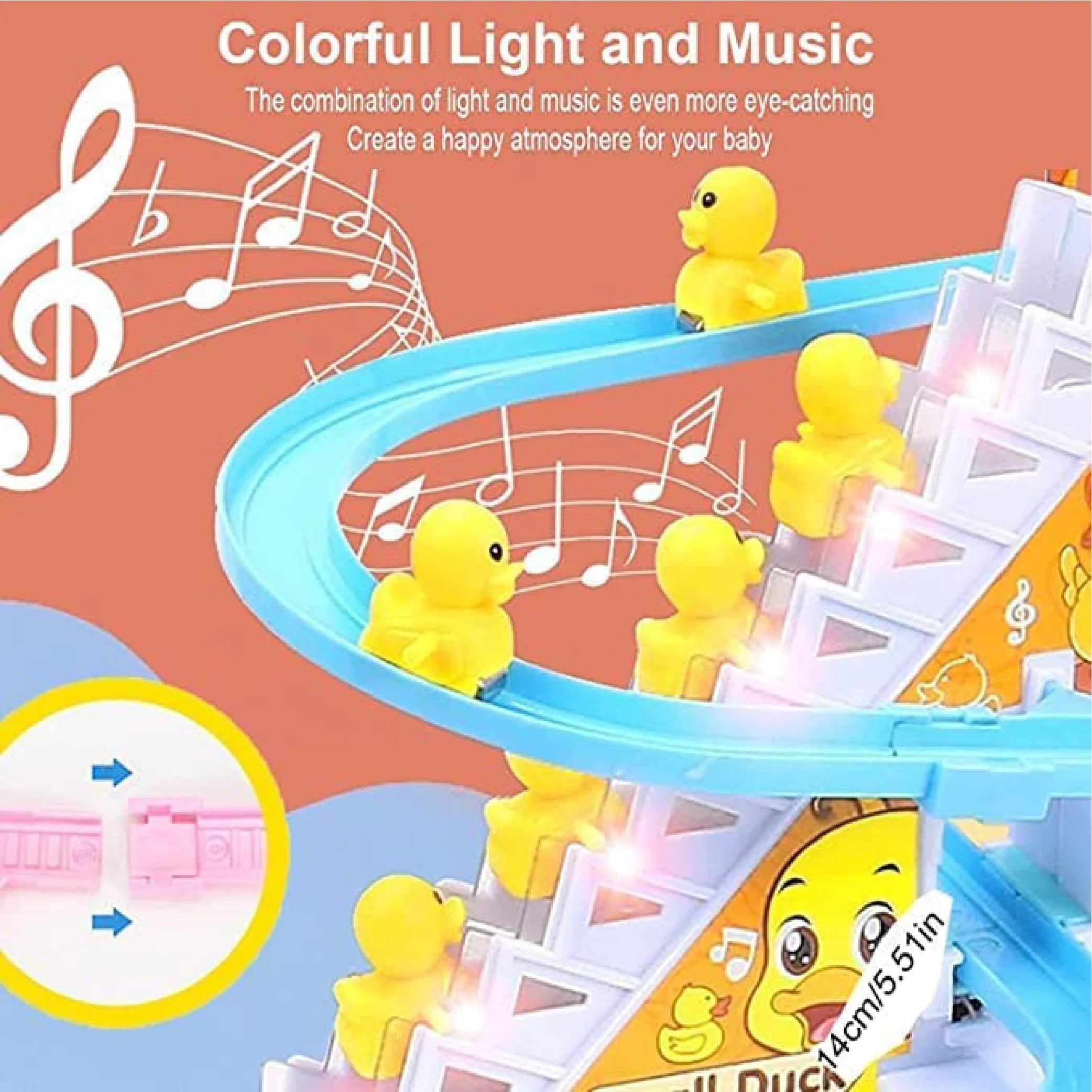 Funny Small Duck Track Race Toy - Battery Operated Fun with Lights & Music!