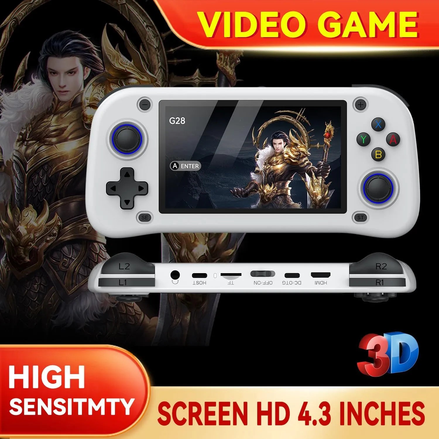 G28 Handheld Game Console 4.3-Inch HD Screen with 64GB Card