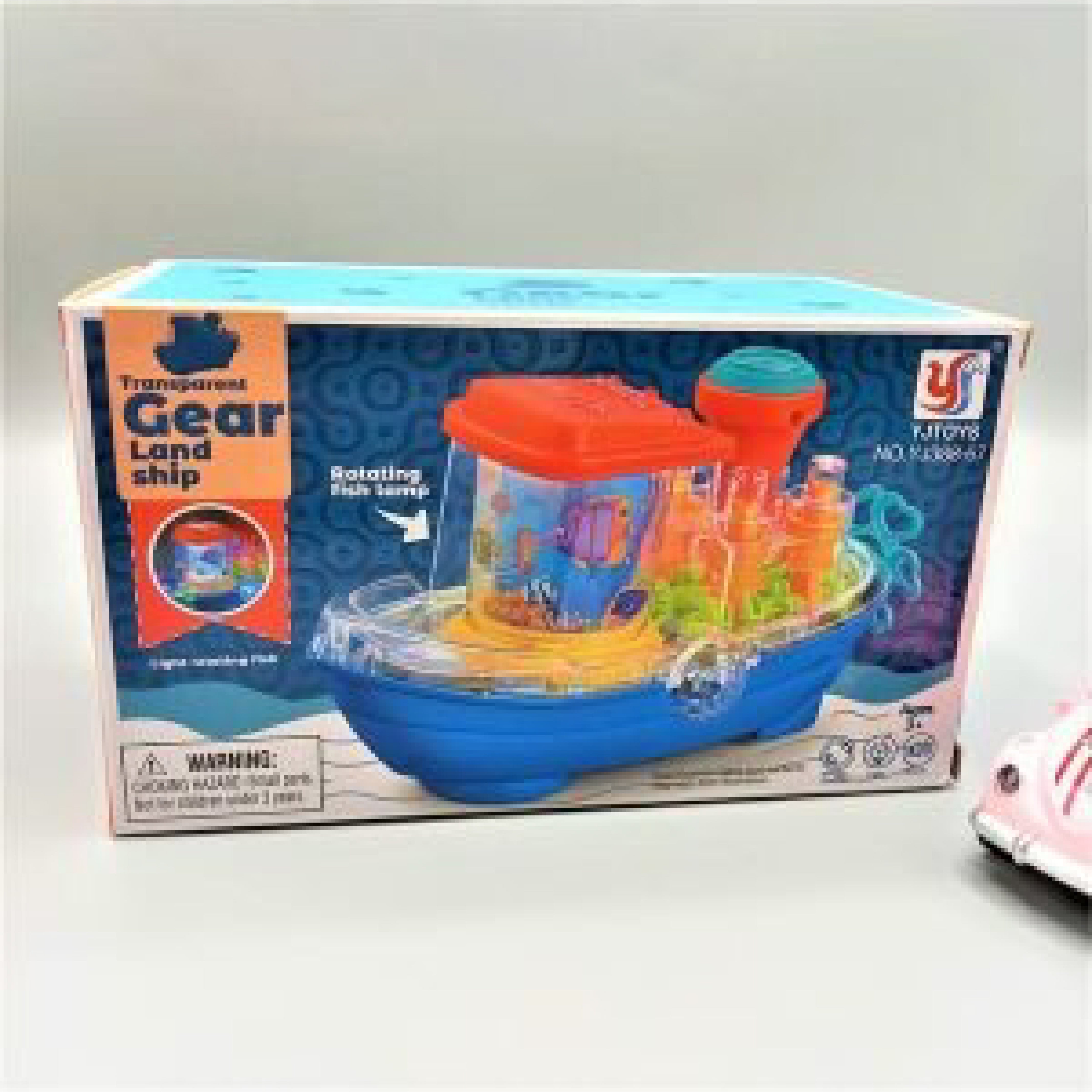 Gear Land Toy Ship with Rotating Fishing Lamp, Music, and Lights