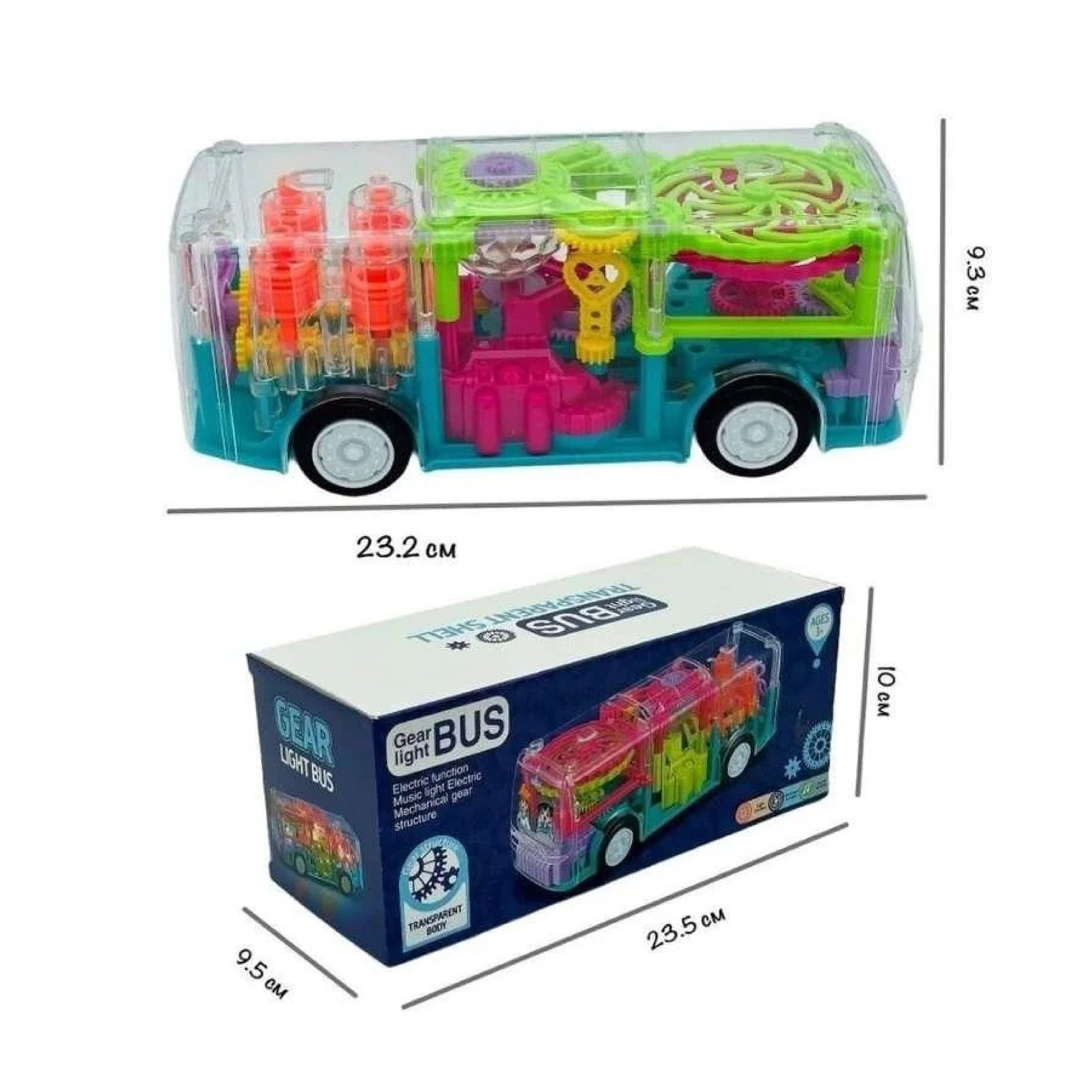 Gear Light Bus with Electric Function, Music, and Mechanical Gears