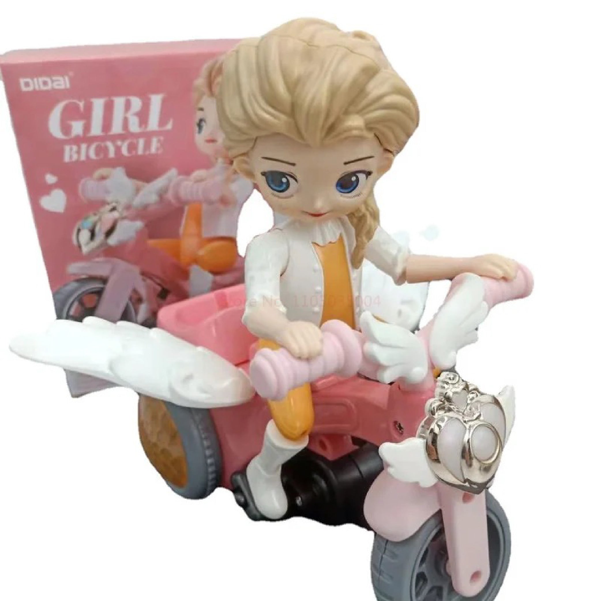 Girl Bicycle Toy with Lights and Music - Stylish Riding Doll on Bike,