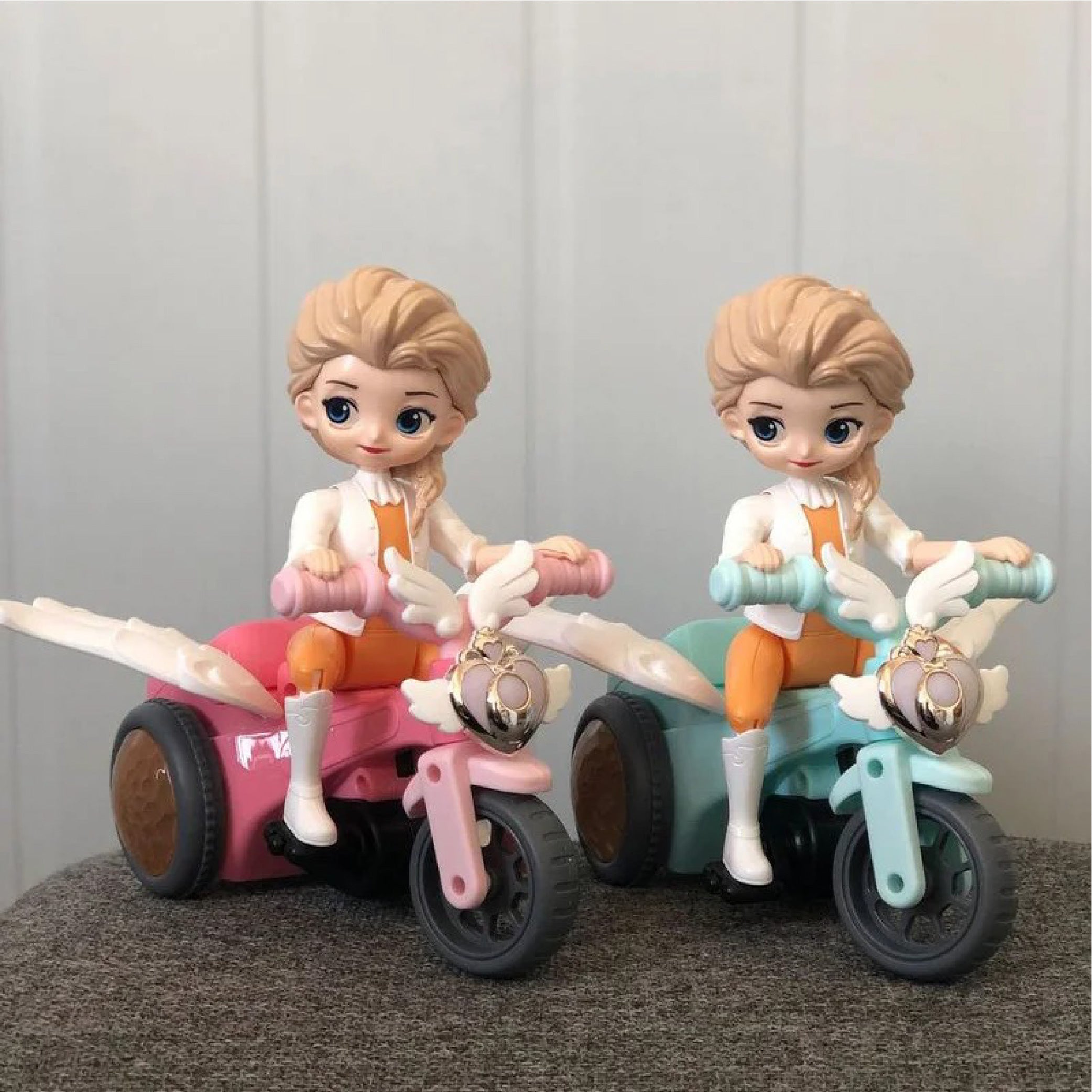 Girl Bicycle Toy with Lights and Music - Stylish Riding Doll on Bike,