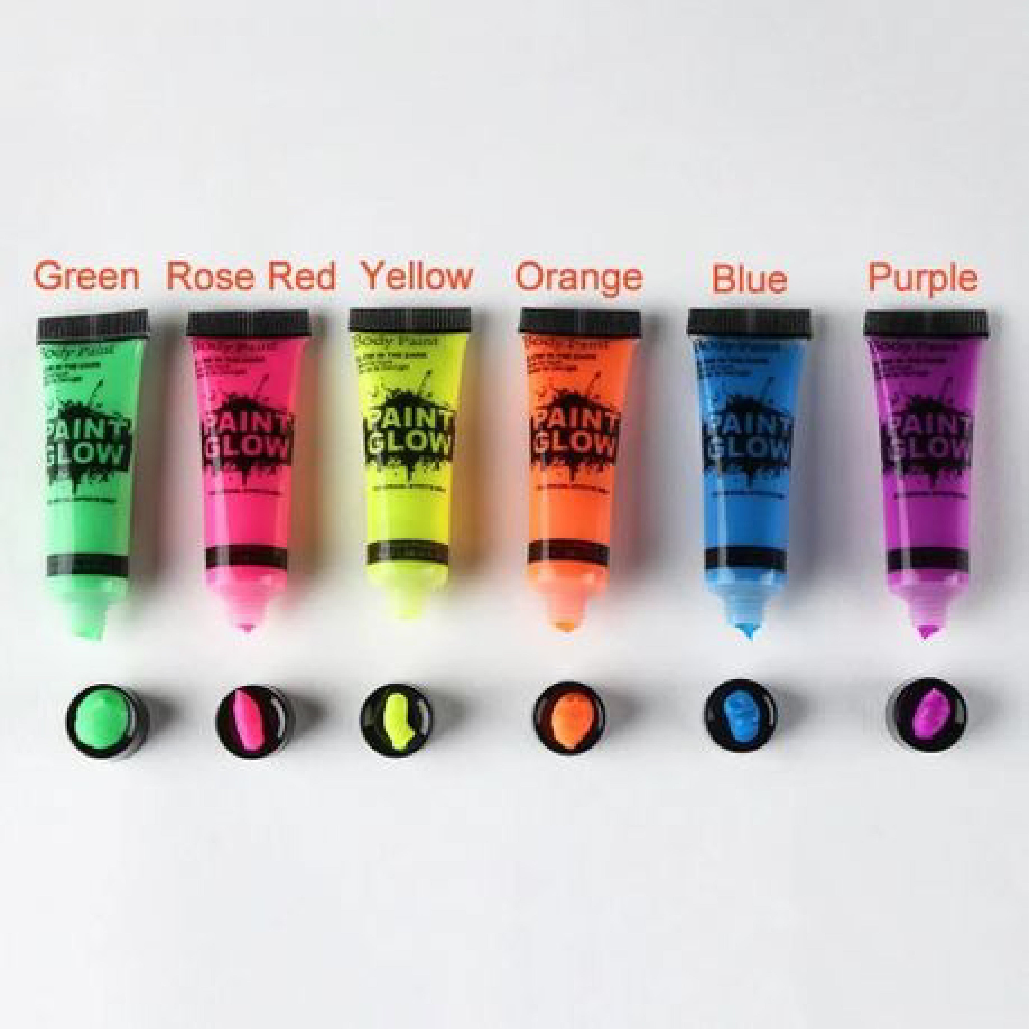 Glow in the Dark Paint - Super Bright Fluorescent Body Art, 6 Color Set