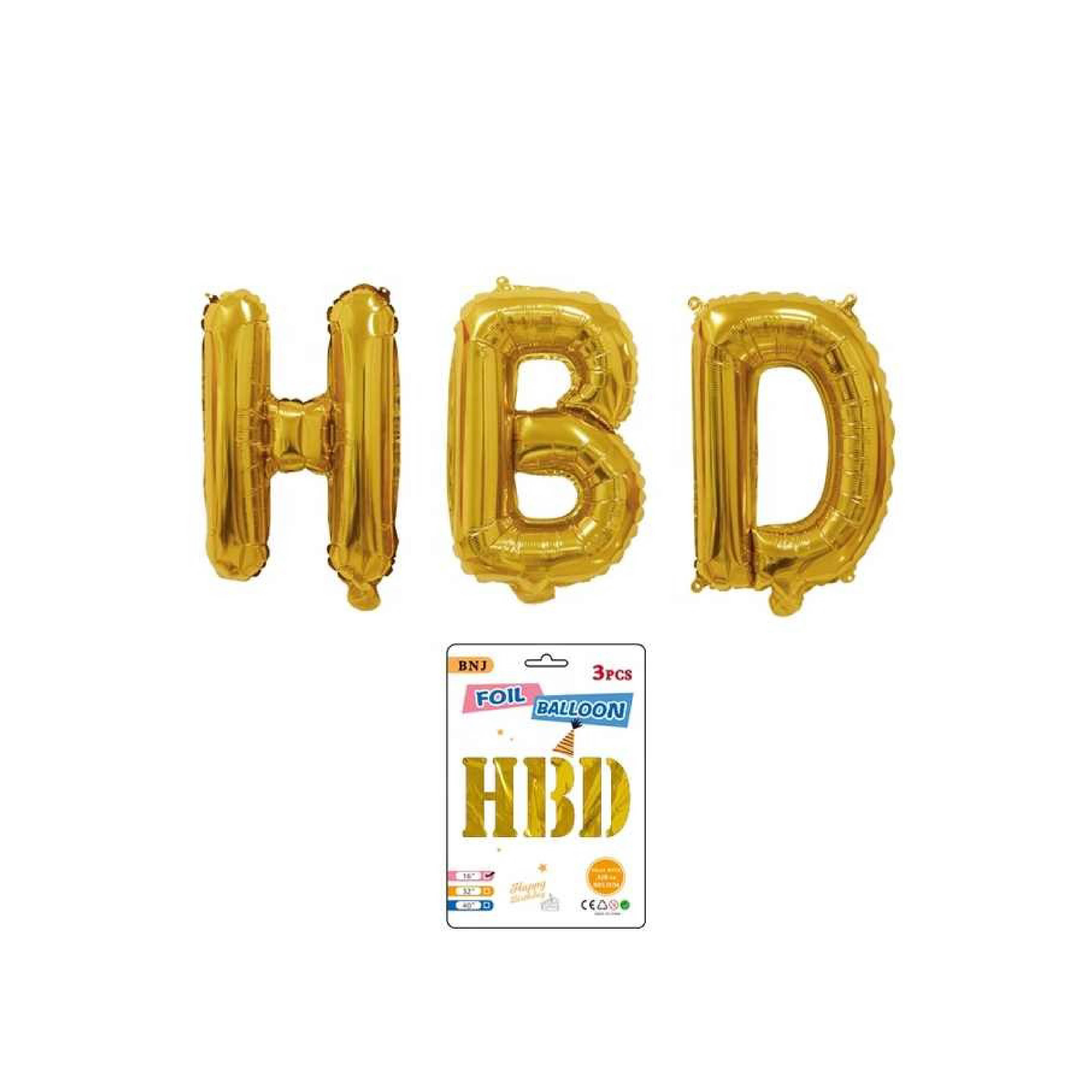 Golden HBD Balloon Bouquet - Shine Bright at Your Party