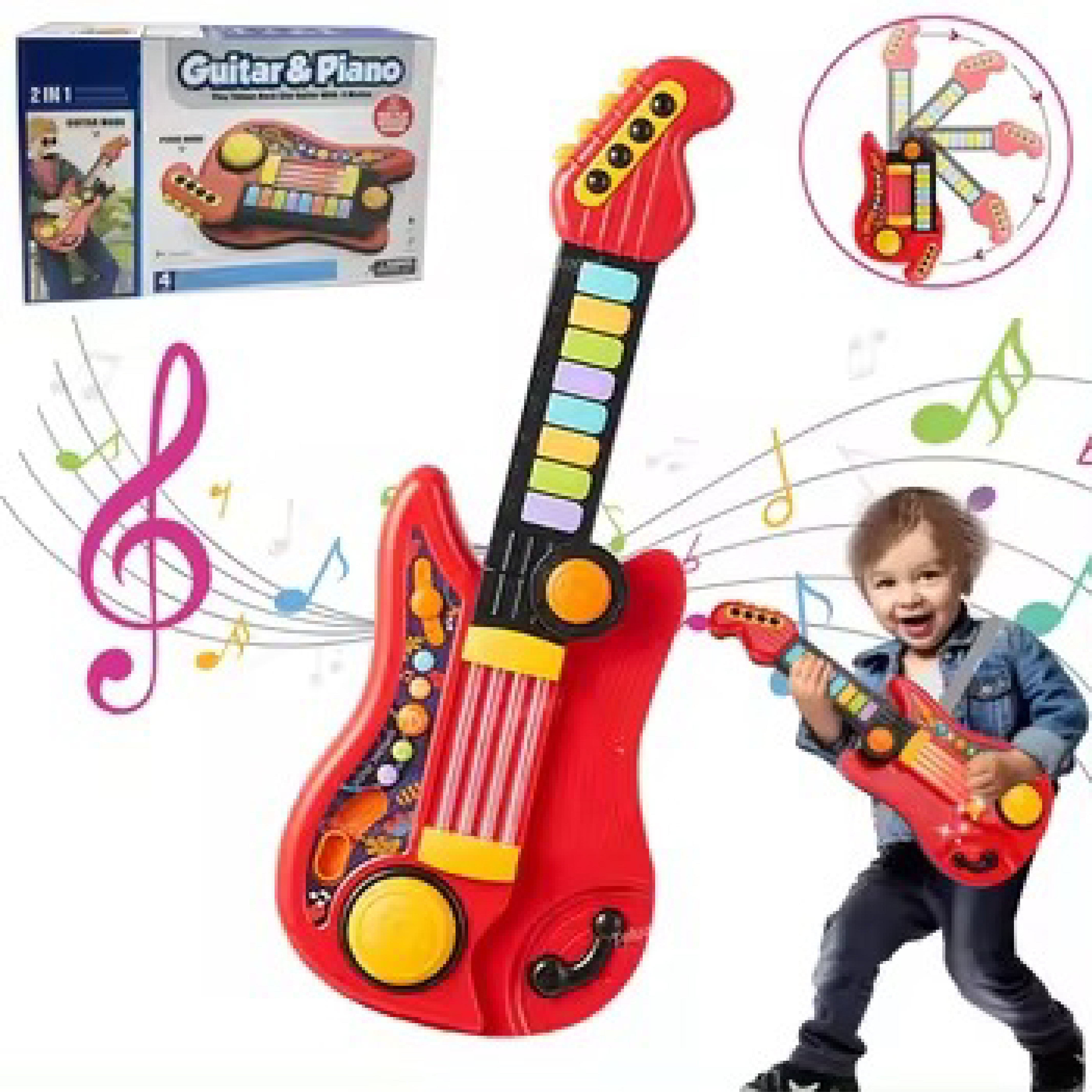 Guitar Piano ZZ1495B - 2-in-1 Musical Toy for Kids Aged 3-5