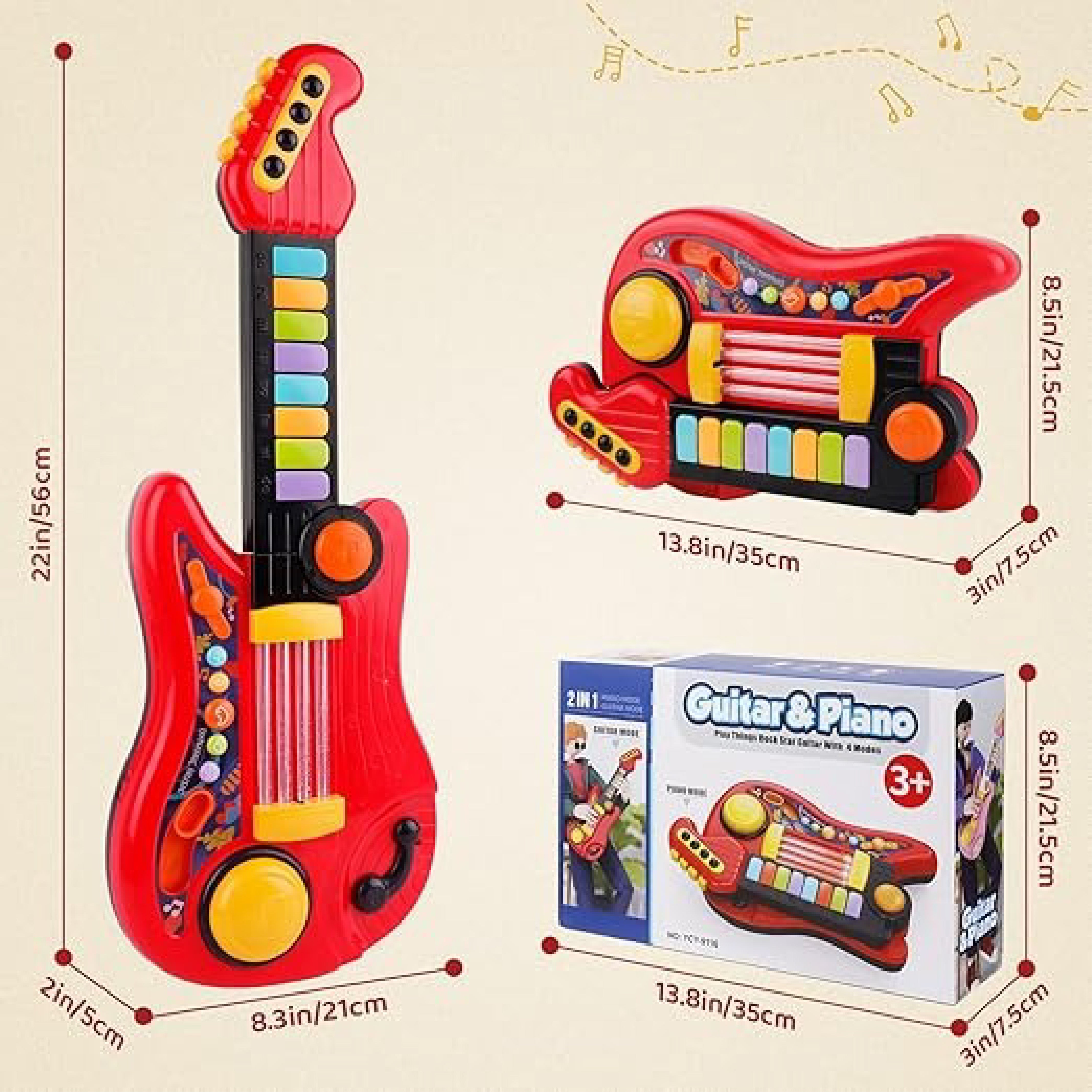 Guitar Piano ZZ1495B - 2-in-1 Musical Toy for Kids Aged 3-5