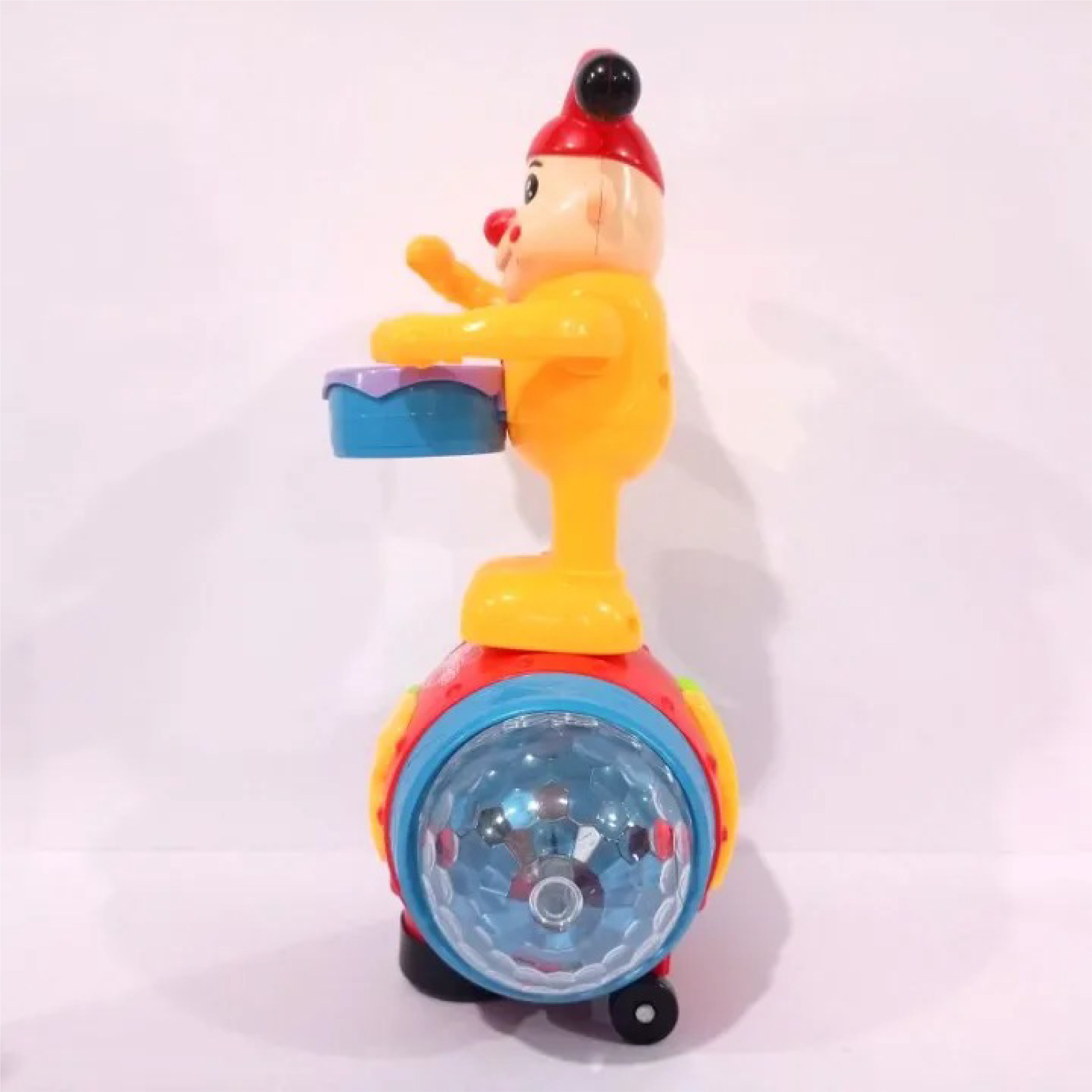 Happy Colorful Drum Clown Toy Car – Musical Drum with LED Lights and Movement