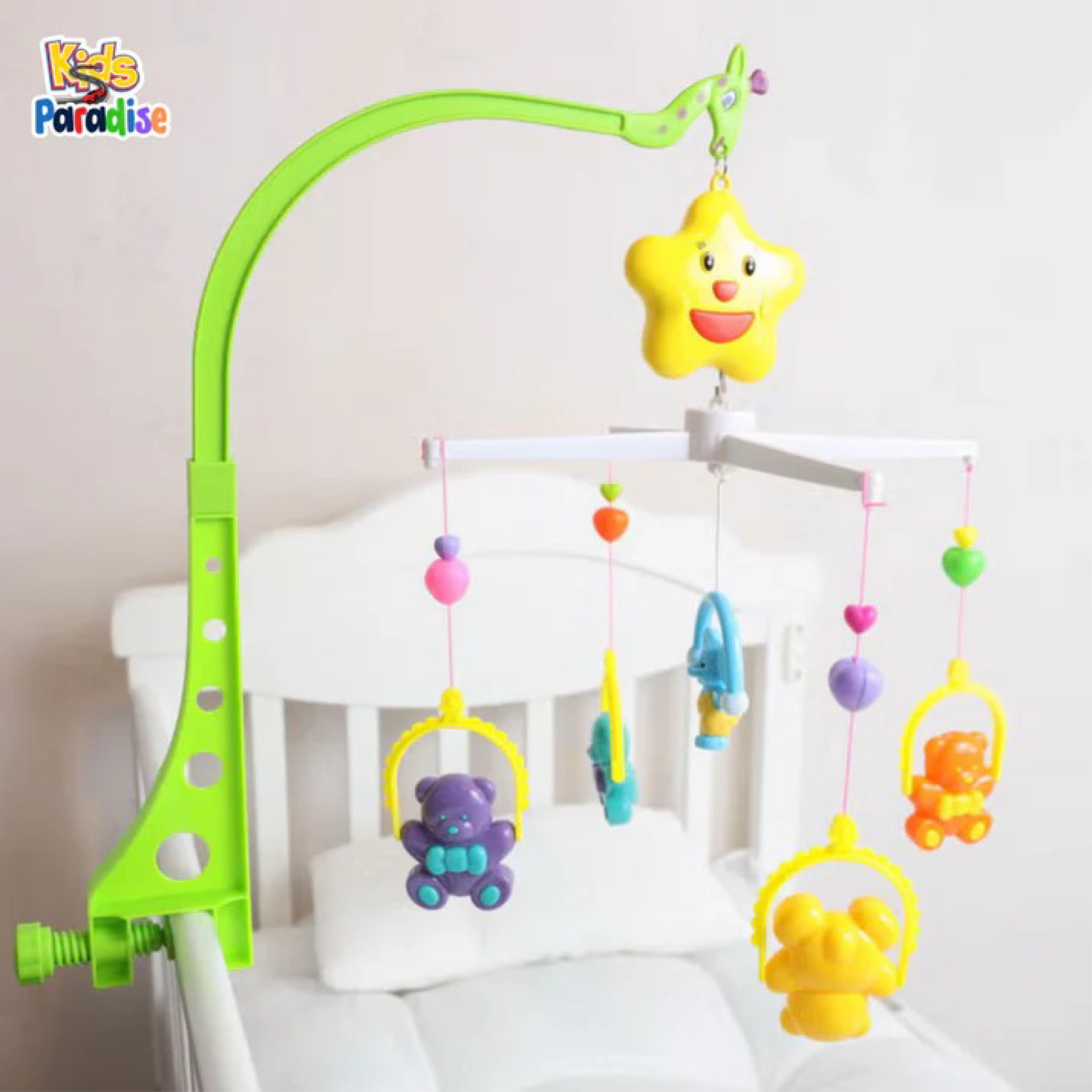 Happy Shaking Bell – Educational Music Bedside Crib Toy for Babies