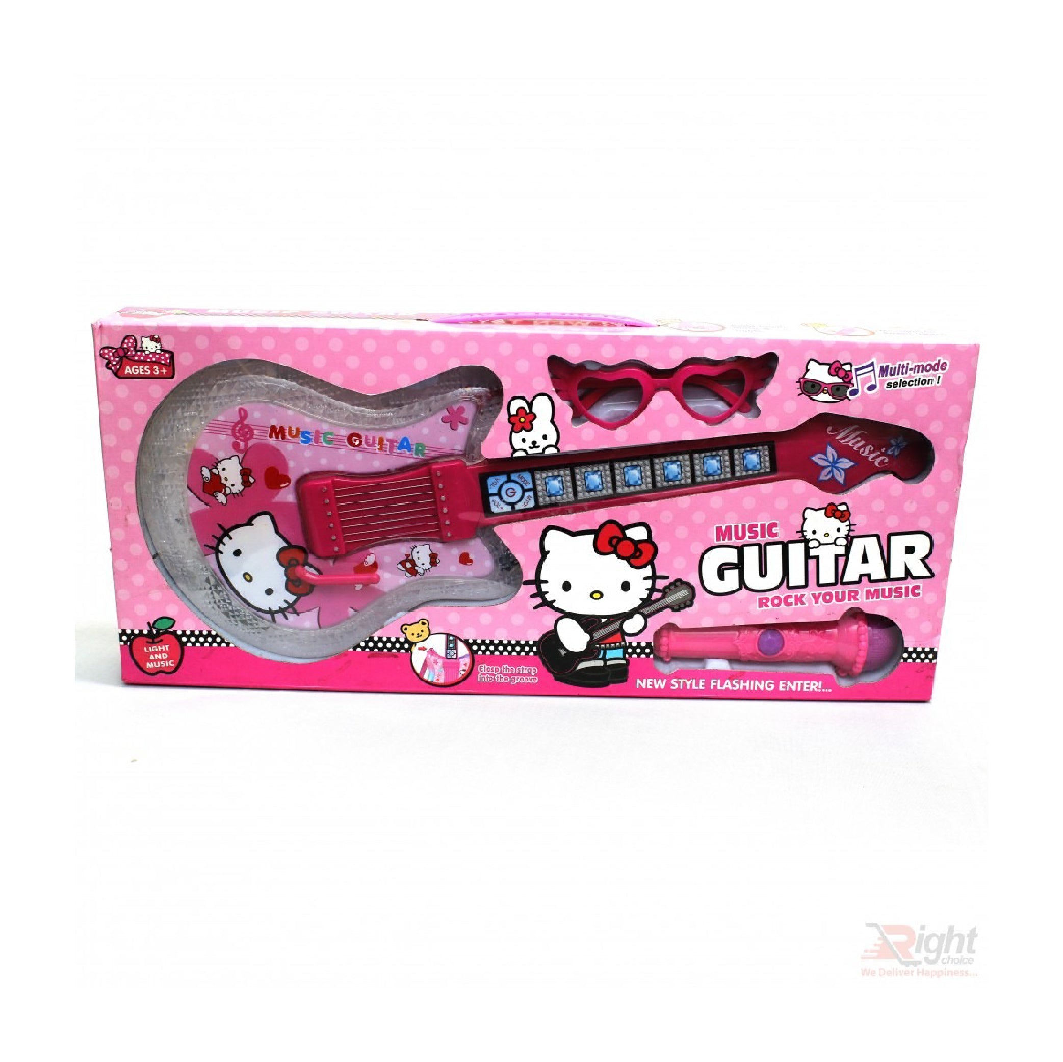 Hello Kitty Musical Guitar Toy with Flashing Lights and Microphone