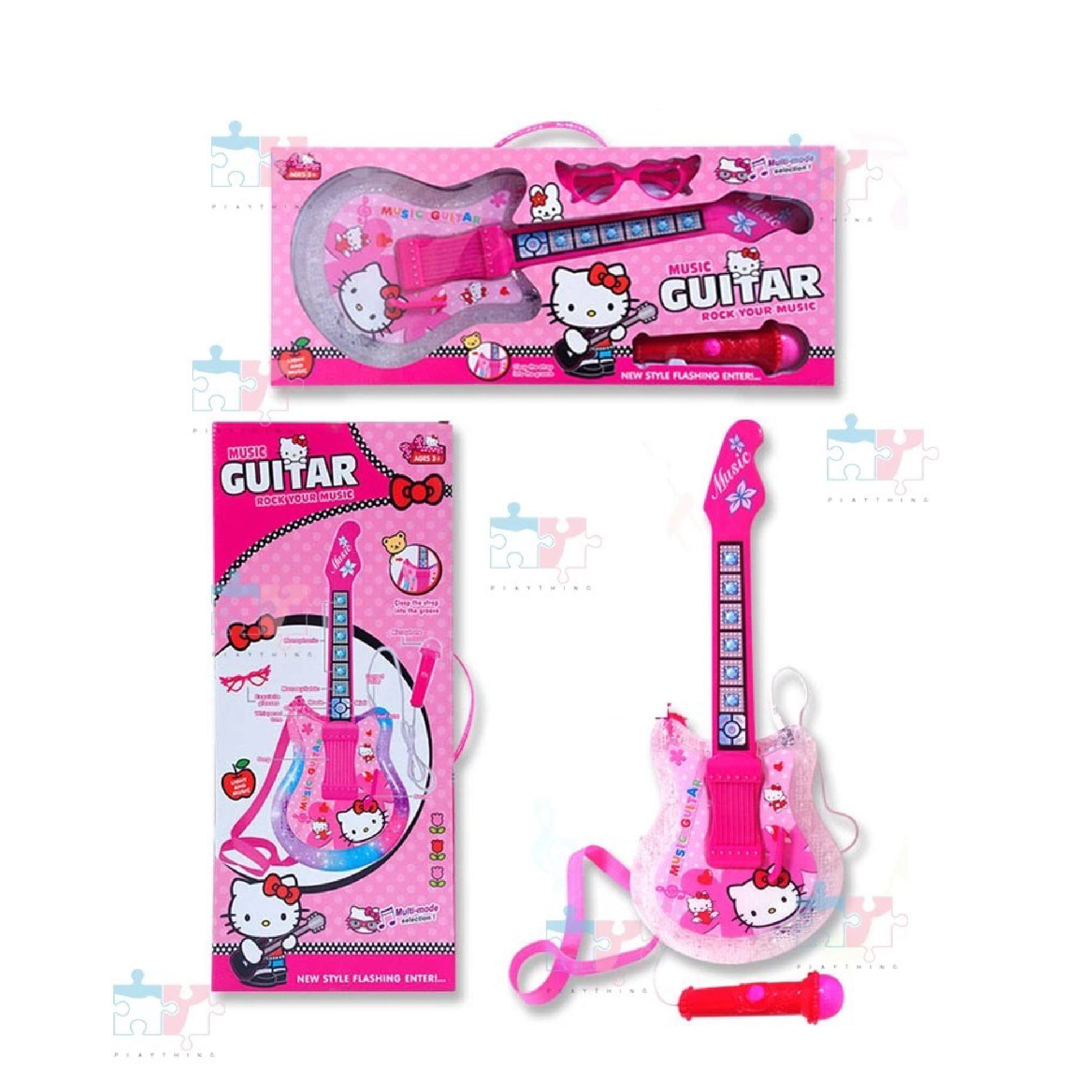 Hello Kitty Musical Guitar Toy with Flashing Lights and Microphone