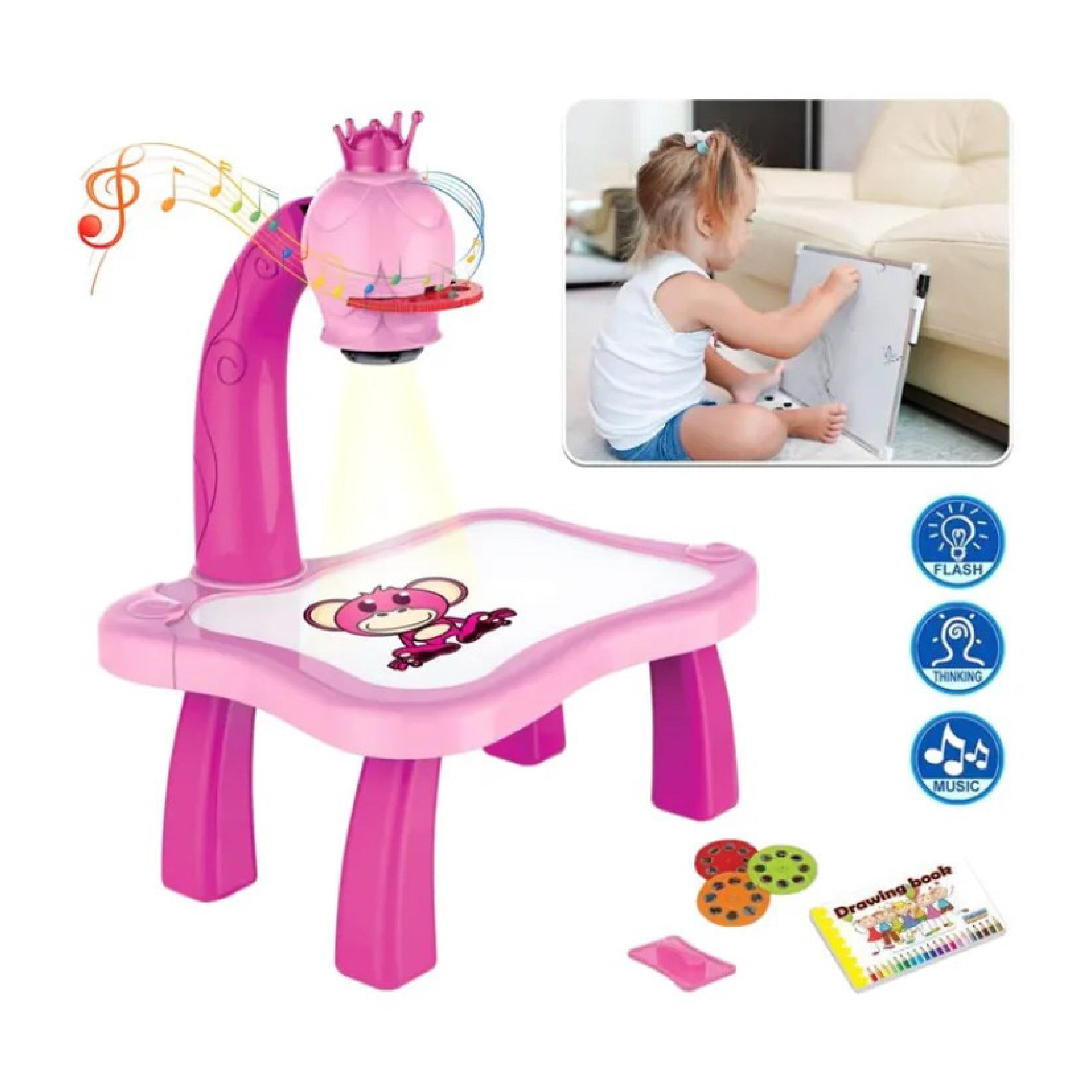 Hello Kitty Projector Painting & Drawing Table Set – 24 Patterns, High-Quality Art Toy for Kids