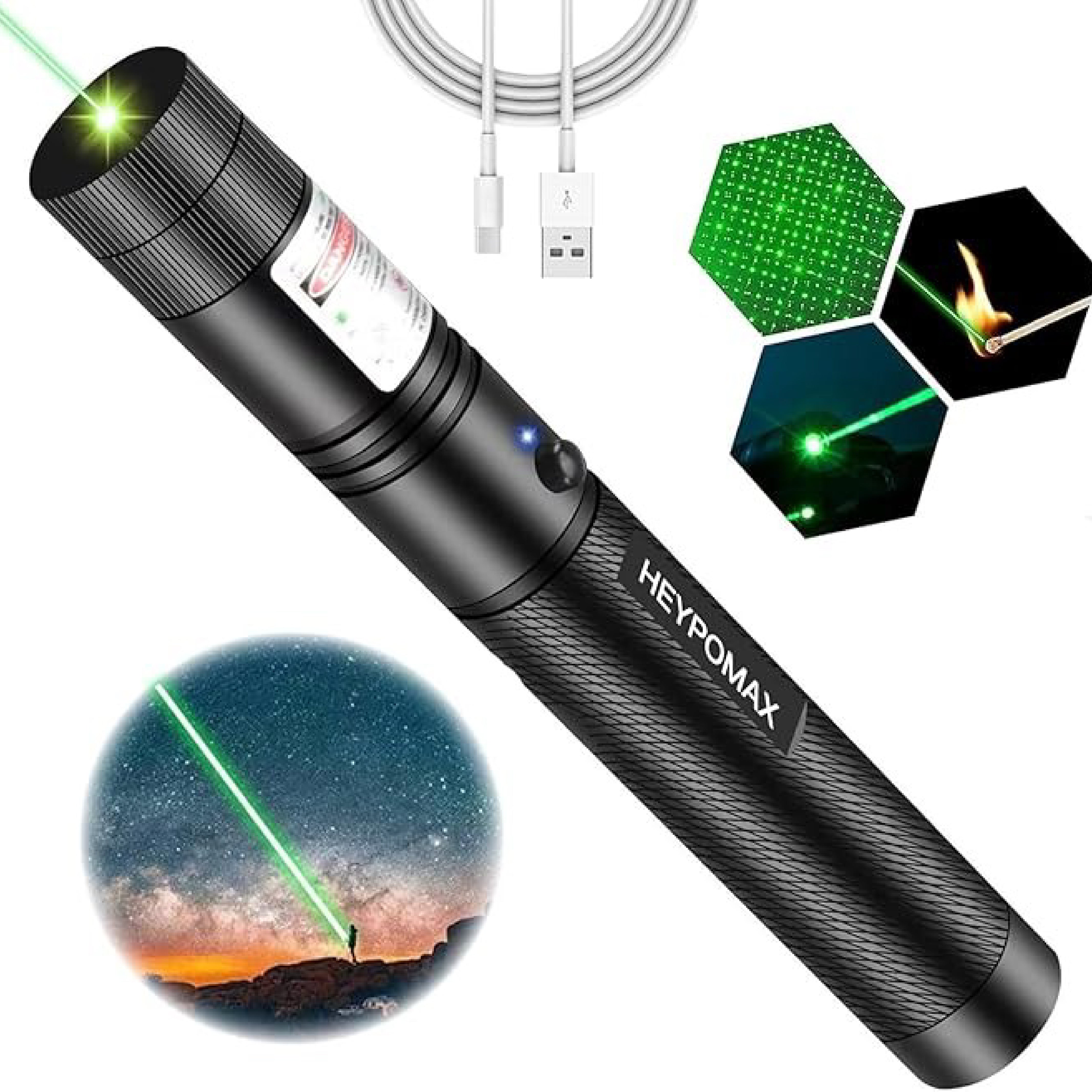 High-Power Green Laser Pointer with Long Range & Charging Capabilities