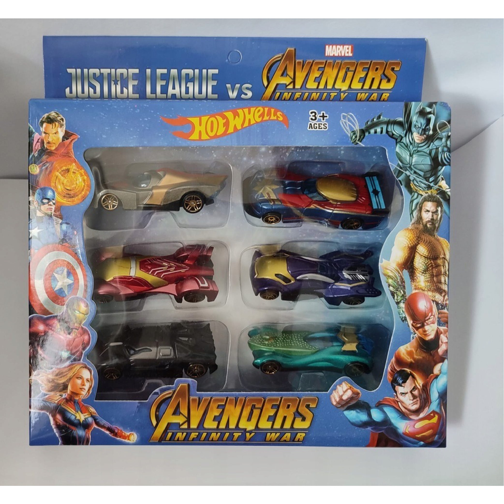 Hot Wheels Superhero Car Set – Justice League vs Avengers Infinity War Edition