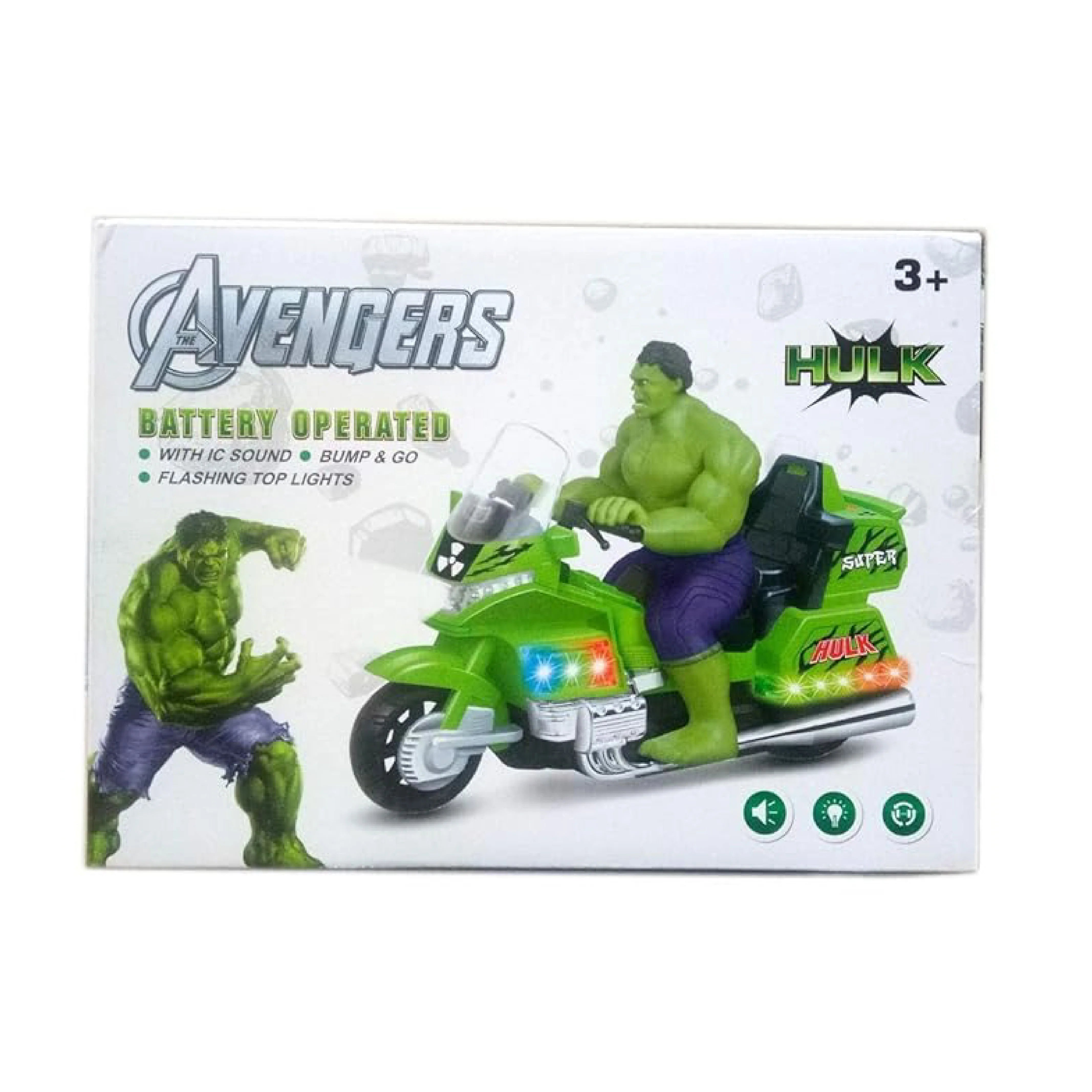 Hulk Bike Toy with 3D Lights and Music - Bump and Go Action for Kids, Limited Edition